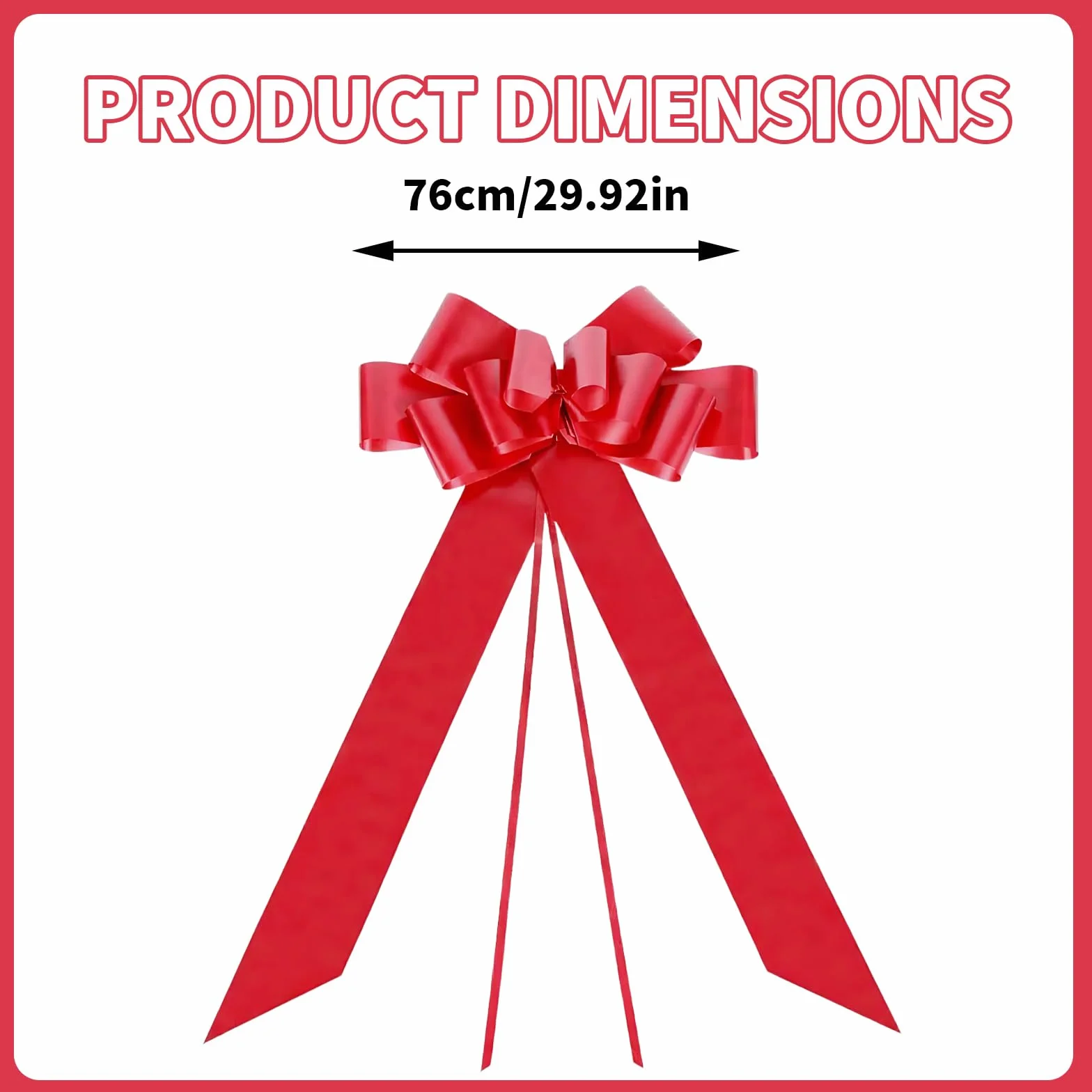 Grand Nœud Rouge 76 cm, Noeud Géant Décoratif pour Cadeau Voiture Mariage Anniversaire Noël