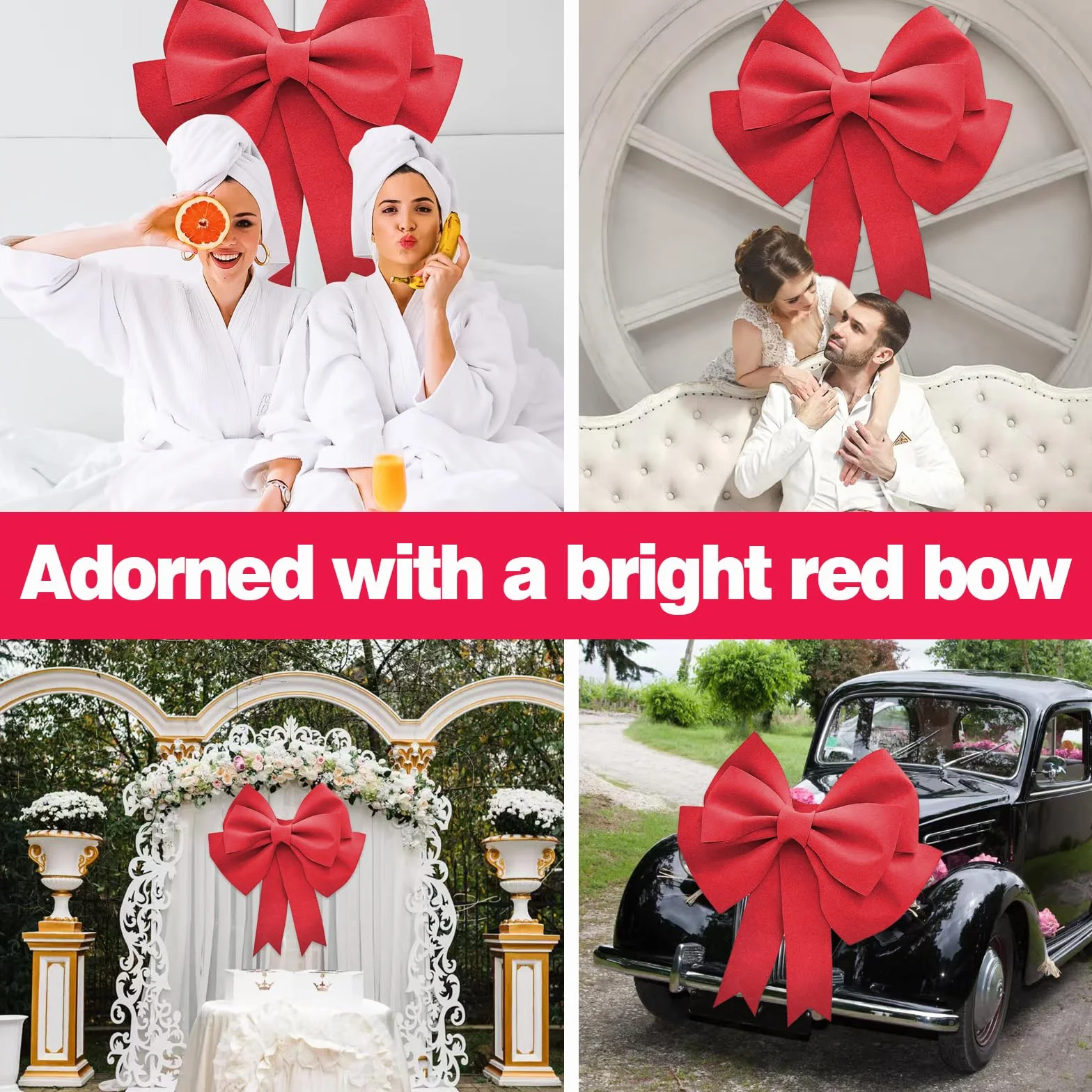 VOSSOT Nœud décoratif Extra Large 50x60cm Ruban adhésif Attaches Décoration Noël Mariage Fête