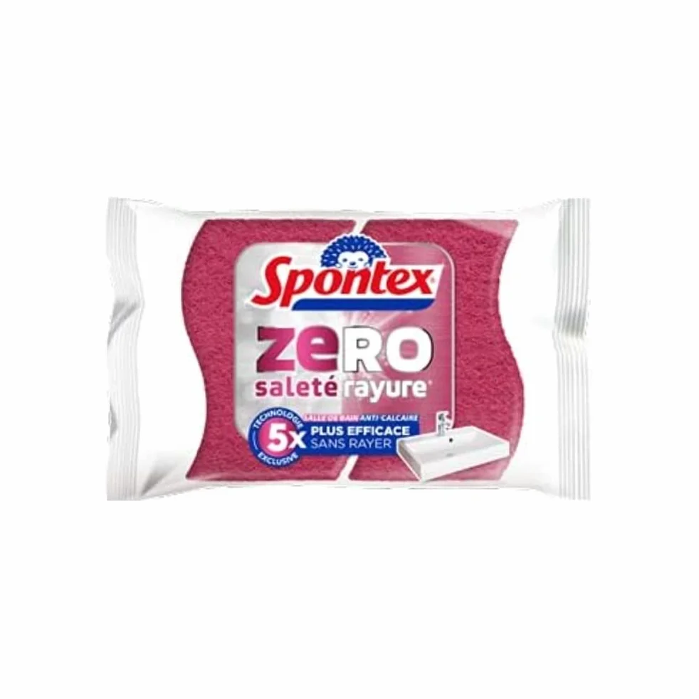 Spontex Eponge Zéro Salle de bain 2 éponges Anti-calcaires