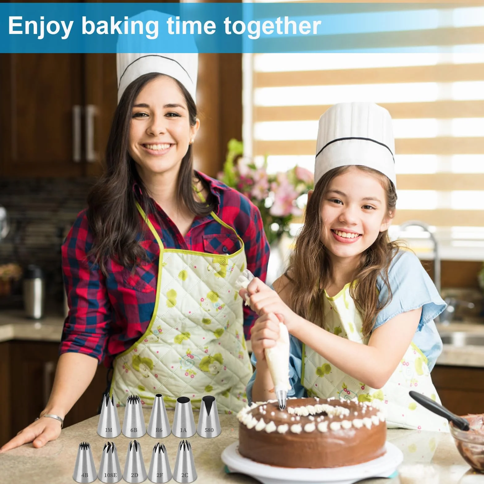 Douille Patisserie Professionnelle Compatible Poche à Douille, 10 PCS Grosse Douille Cannelée Décorer Gâteaux Cupcakes