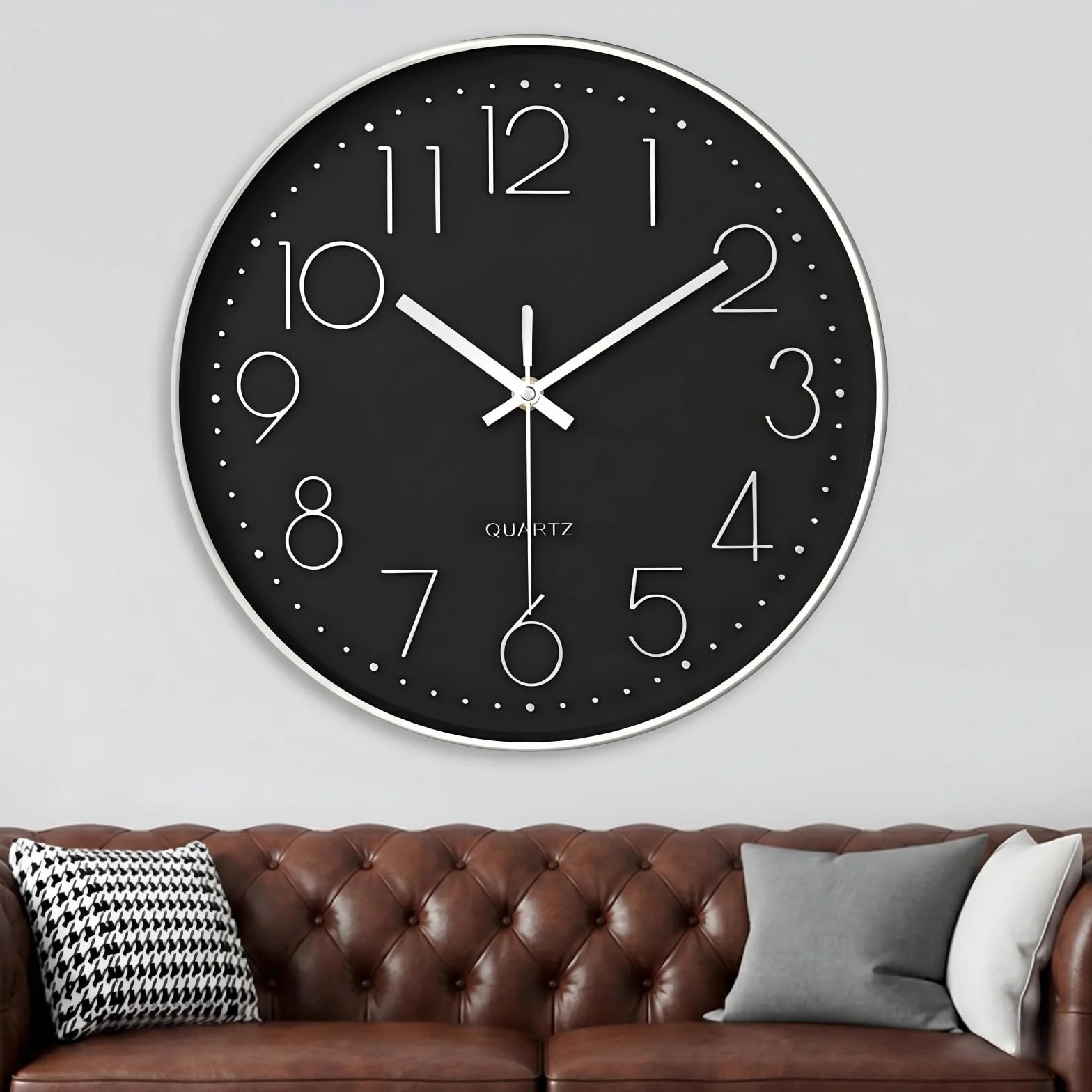 Horloge Murale Silencieuse 20 cm Ronde Décorative à Quartz pour Maison Cuisine Bureau