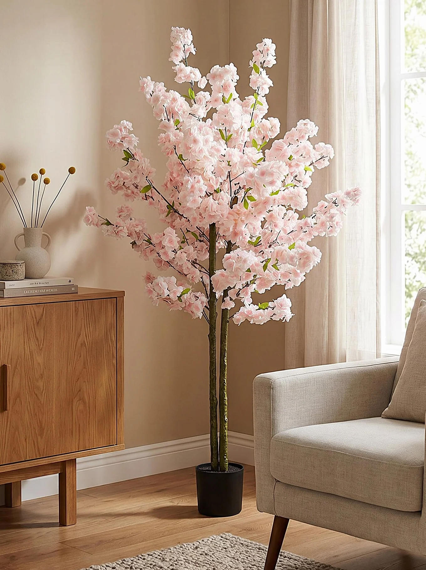 Arnusa Plante artificielle Cerisier Arbre Artificiel Rose 160 cm
