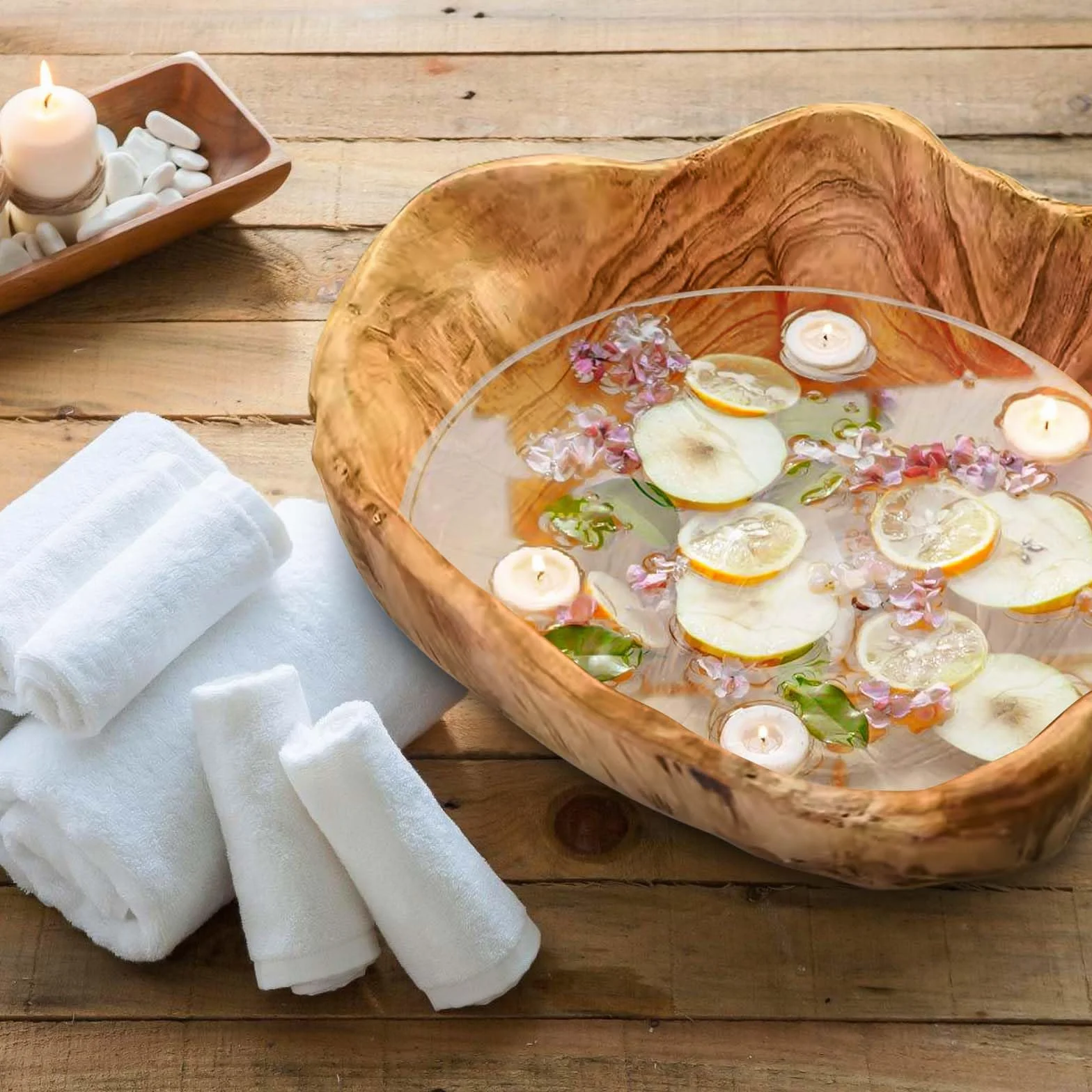 Bol à fruits en bois naturel - Saladier décoratif en bois fait à la main - Bol irrégulier pour salades, collations, fruits (20-24 cm)