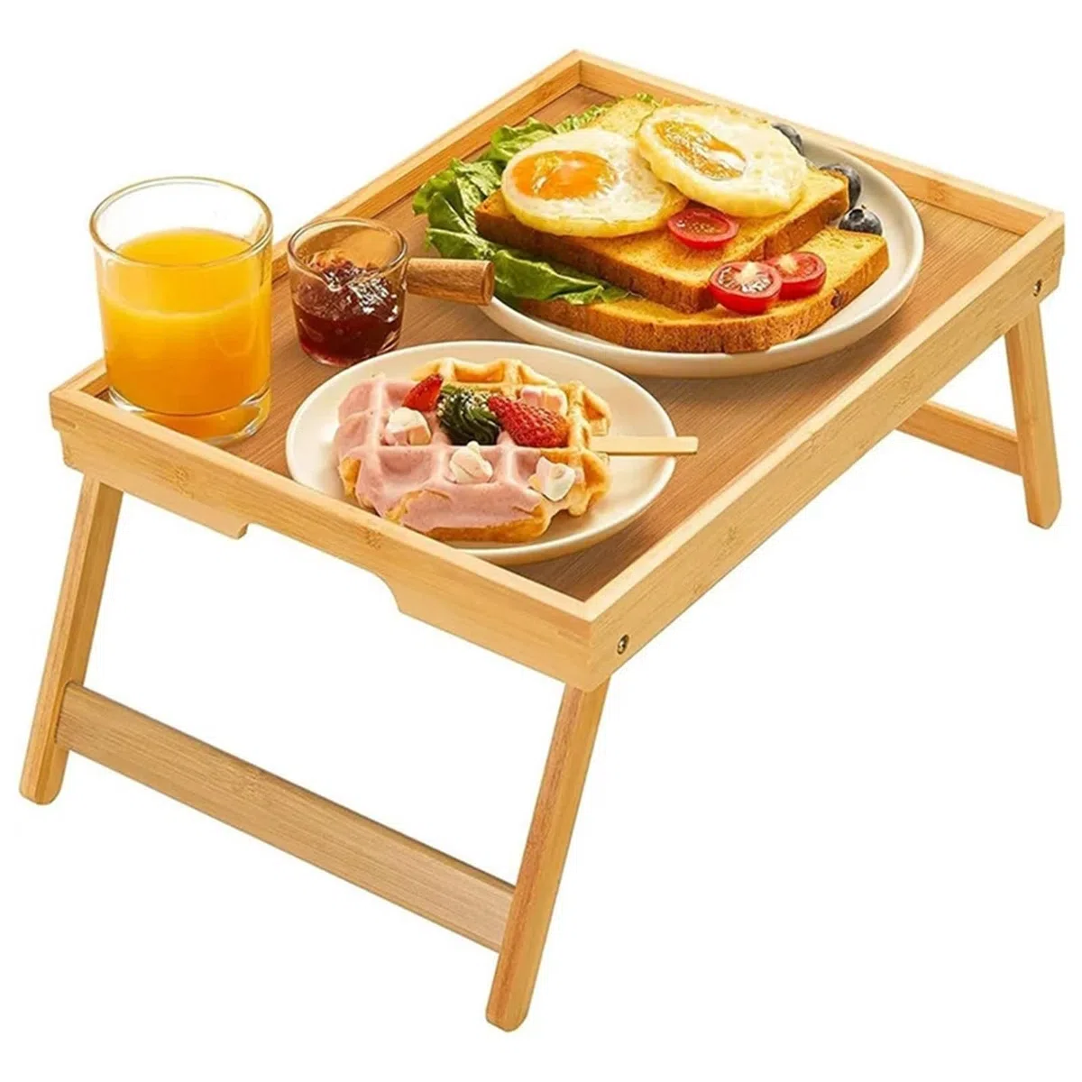 Plateau de lit pliable pour canapé et lit – Ordinateur portable réglable et bureau pour le petit déjeuner et le travail – Design portable polyvalent pour la maison et le bureau