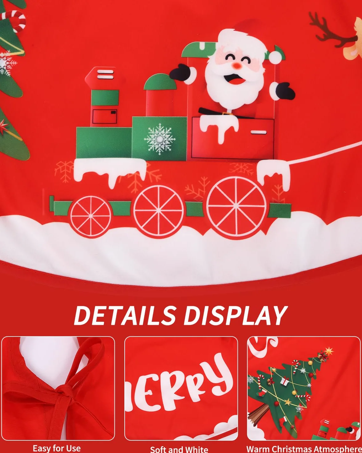 Bixury Jupe de Sapin de Noël Rouge 90cm Rond Couvre Pied Arbre Décoration