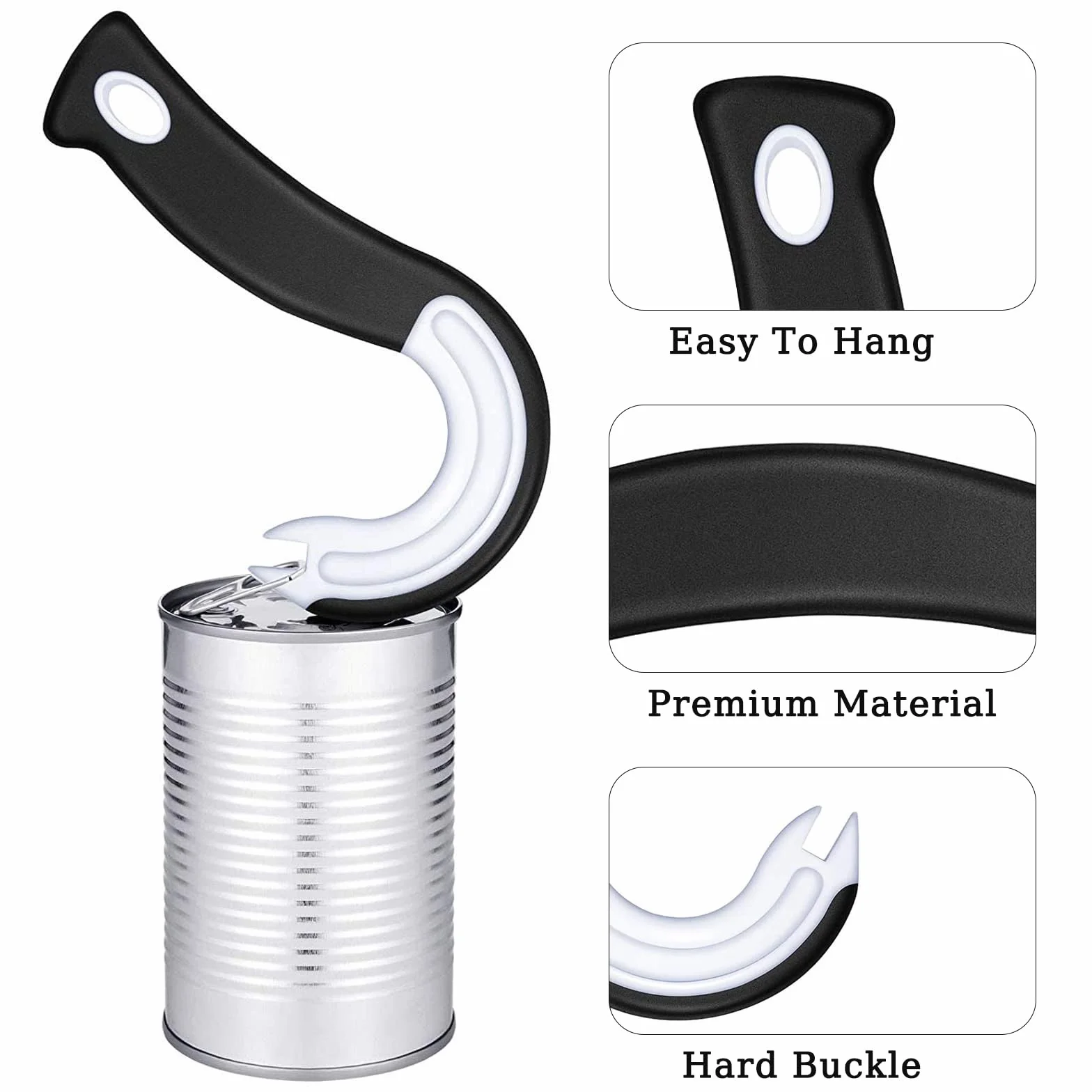 Ouvre-Boîtes à Crochets J, Ouvre-Boîte à Anneau Facile, Ustensile de Cuisine pour Boîtes avec Anneaux de Fermeture 1 Pièce