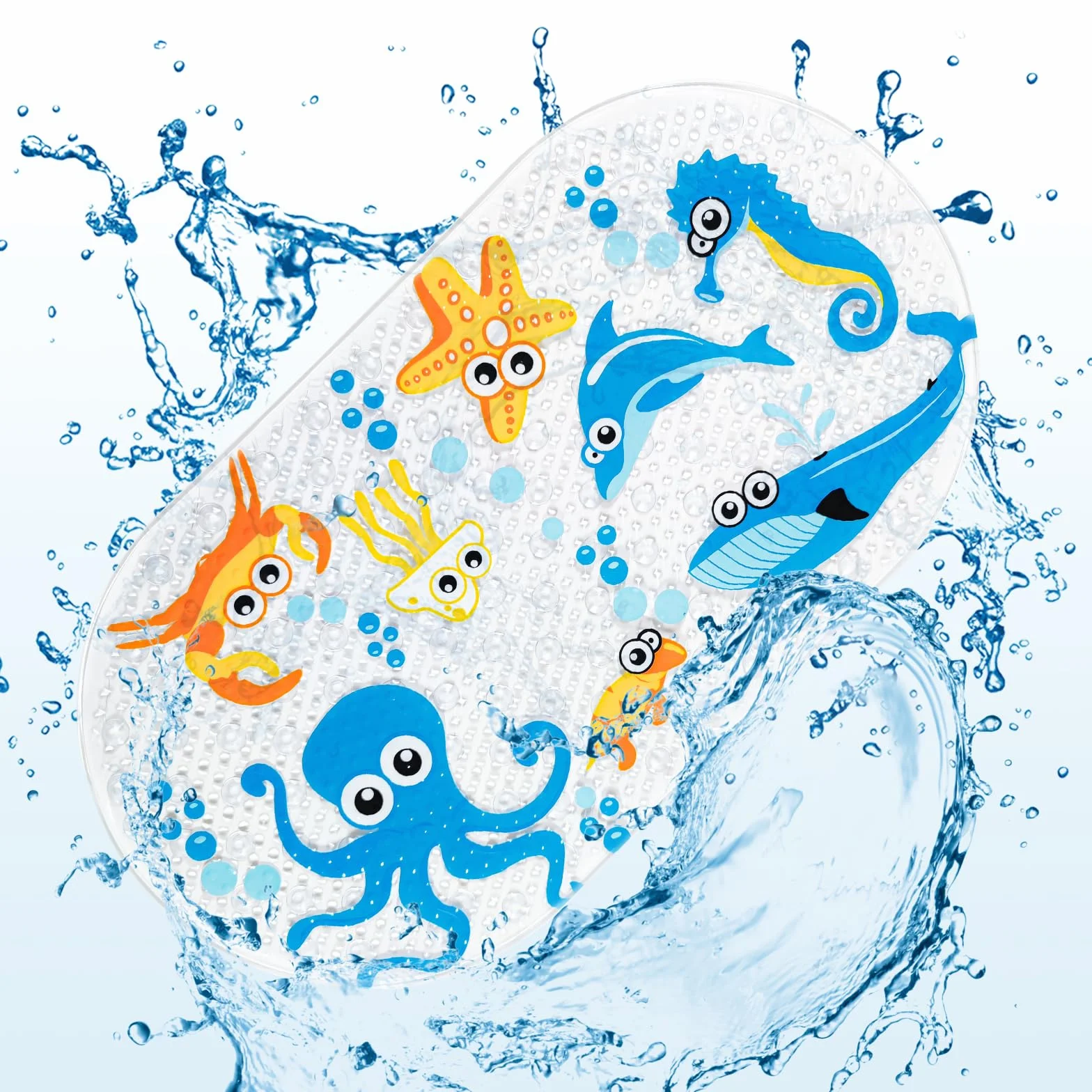 Tapis de Bain Bande Dessinée Antidérapant avec Ventouse 71x38cm Pieuvre