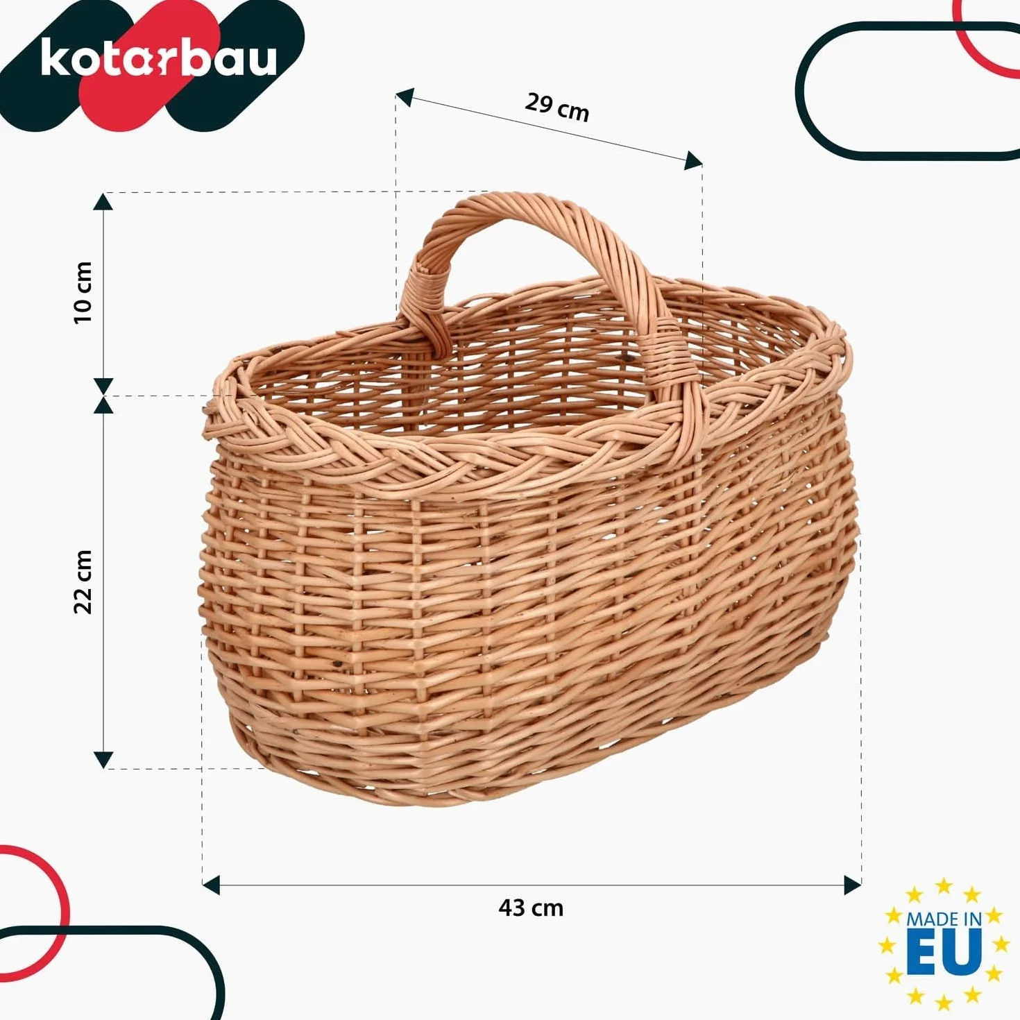 Kotarbau® Panier à anses en osier naturel pour les achats