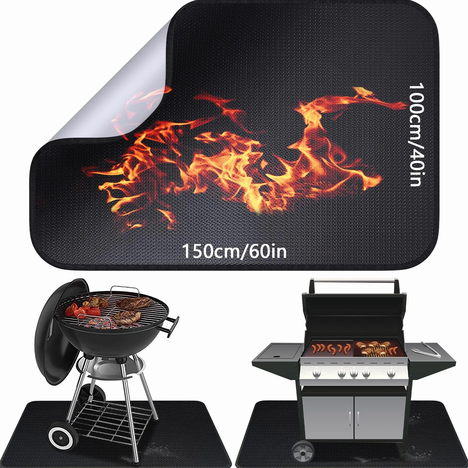 Tapis ignifuge anti-chaleur pliable 100x150 cm protection sol pour barbecue