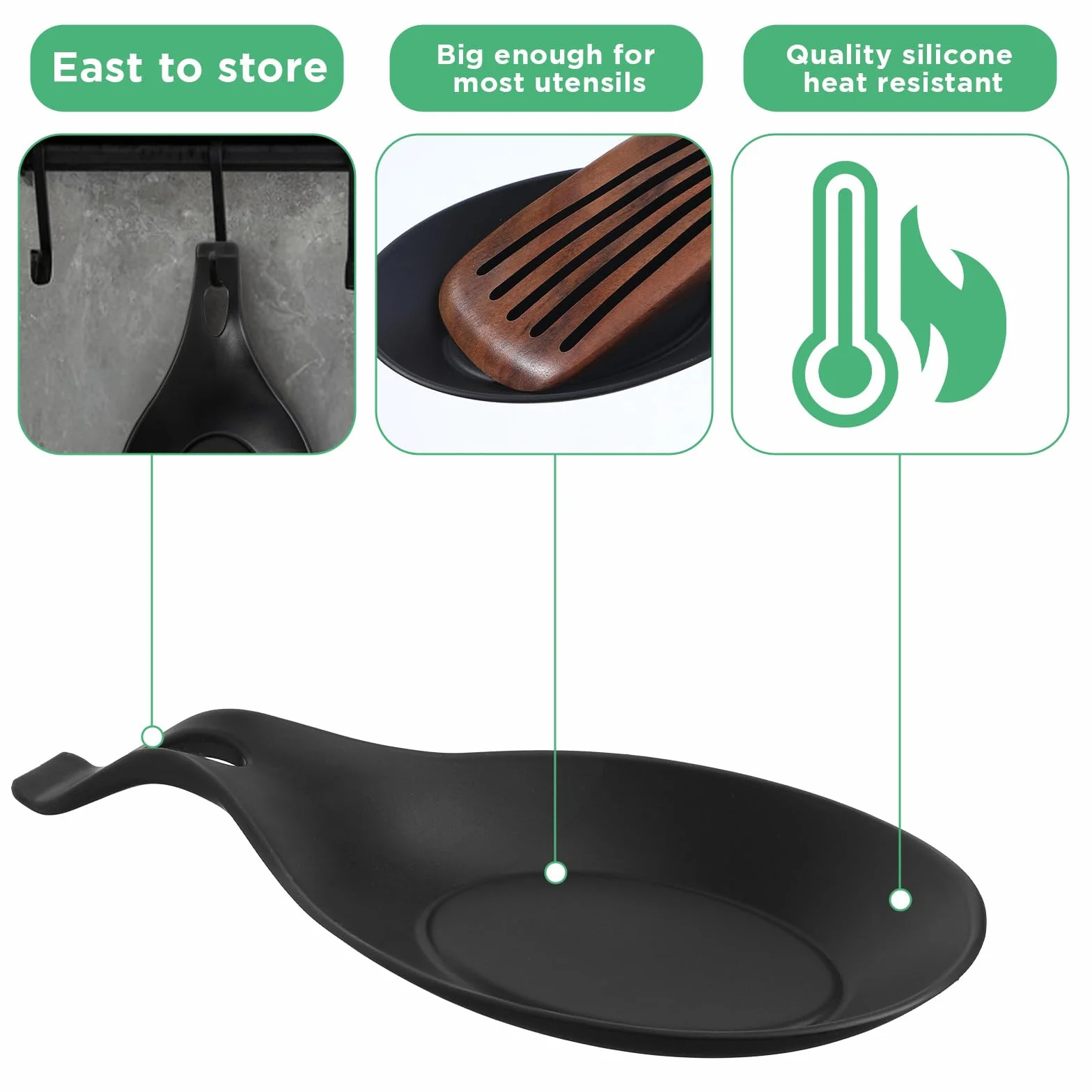 Support de cuillère en silicone 2 pièces résistant à la chaleur réutilisable