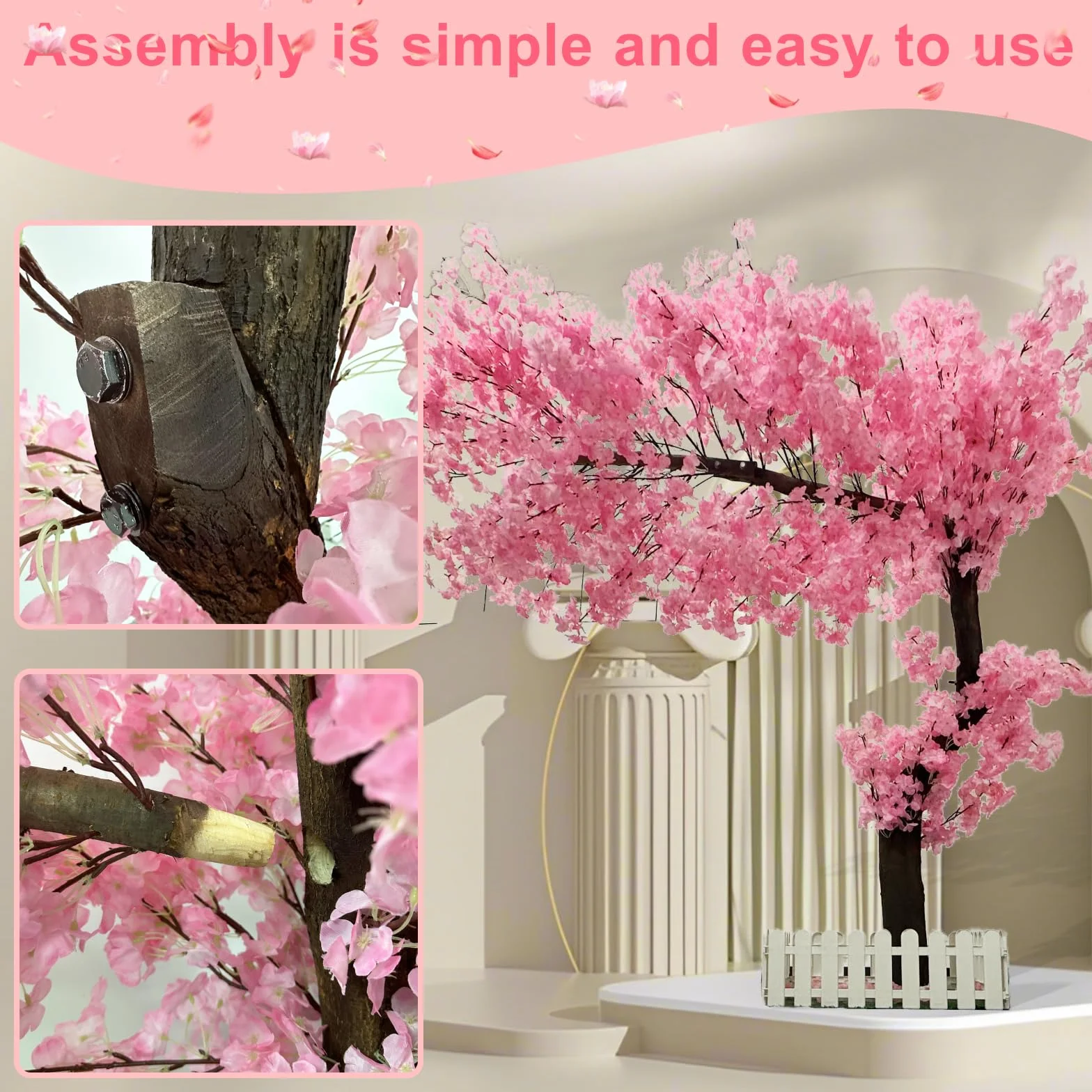 Arbre Fleur de Cerisier Artificiel XXL 240cm, Faux Sakura Rose, Décoration Intérieur Extérieur Mariage