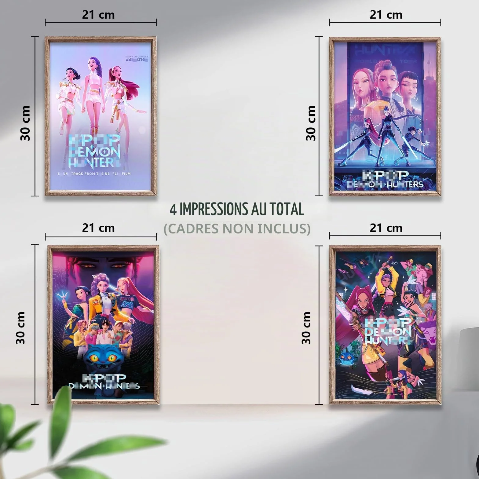 MODEQQ 4 Pièces Affiche Decoration Murale Huntrs Photo Toile Poster Tableaux 21X30 cm