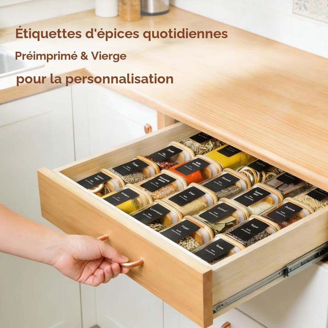 ComSaf Bocaux à Épices en Verre 12 x 120 ml avec Couvercle en Bambou, Pots Hermétiques avec 54 Étiquettes