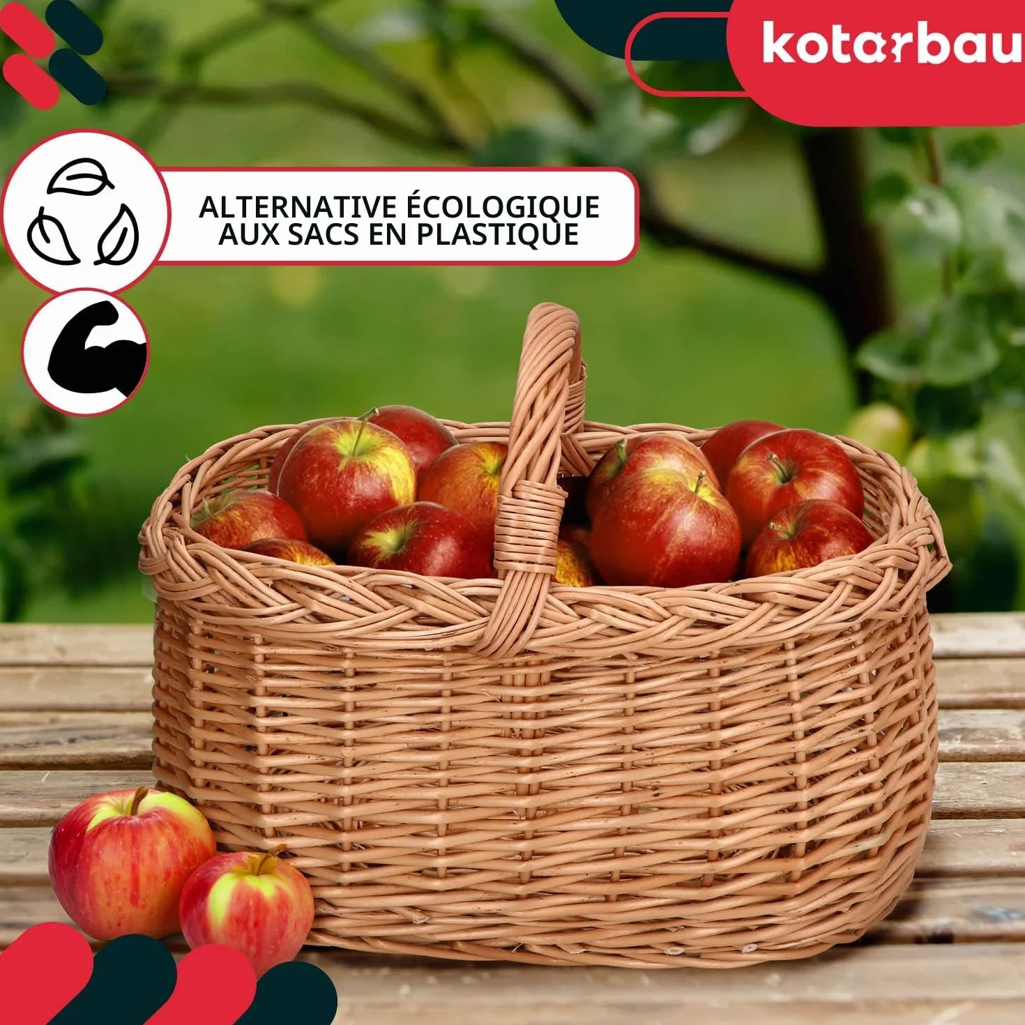 Kotarbau® Panier à anses en osier naturel pour les achats