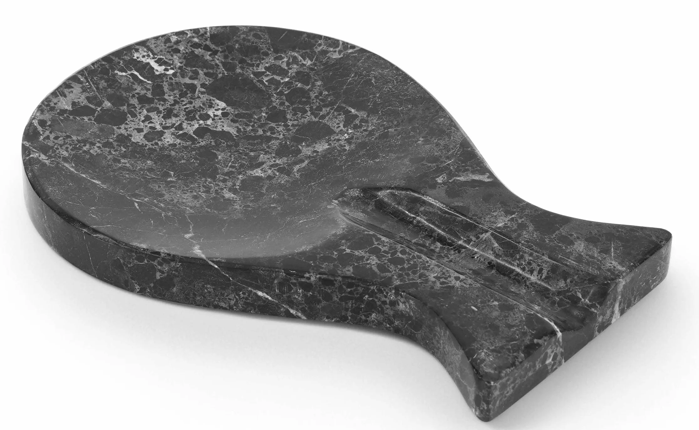 Repose-cuillère en marbre 20,3 cm noir fait main pour plan de travail décoration cuisine style ferme moderne