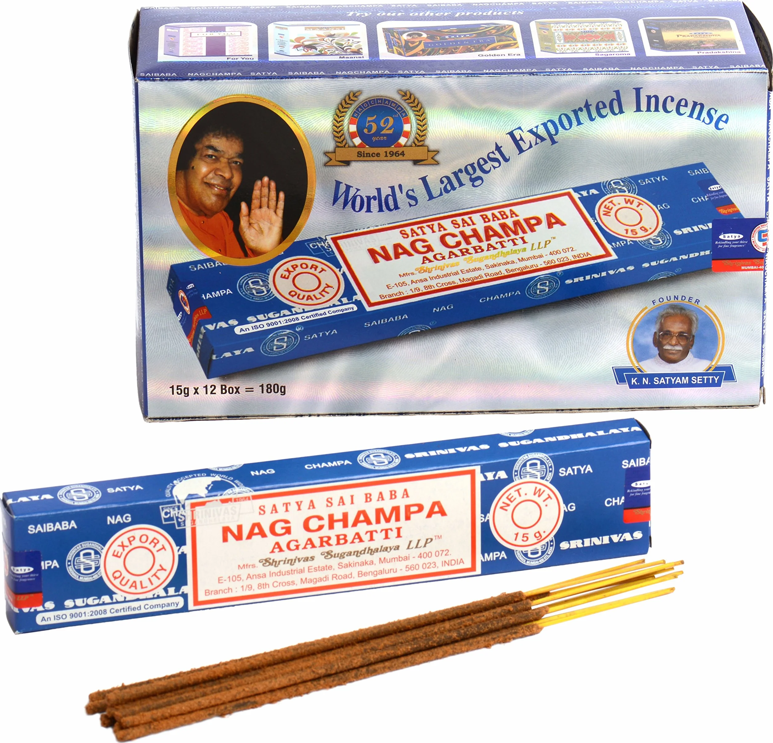 Nag Champa Encens Lot 12 Paquets 15 g 180 g Bleu