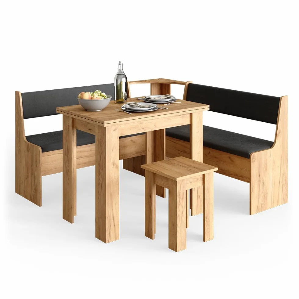 Vicco Groupe de banquettes d'angle Roman, Chêne de Force doré, 150x150cm avec Table