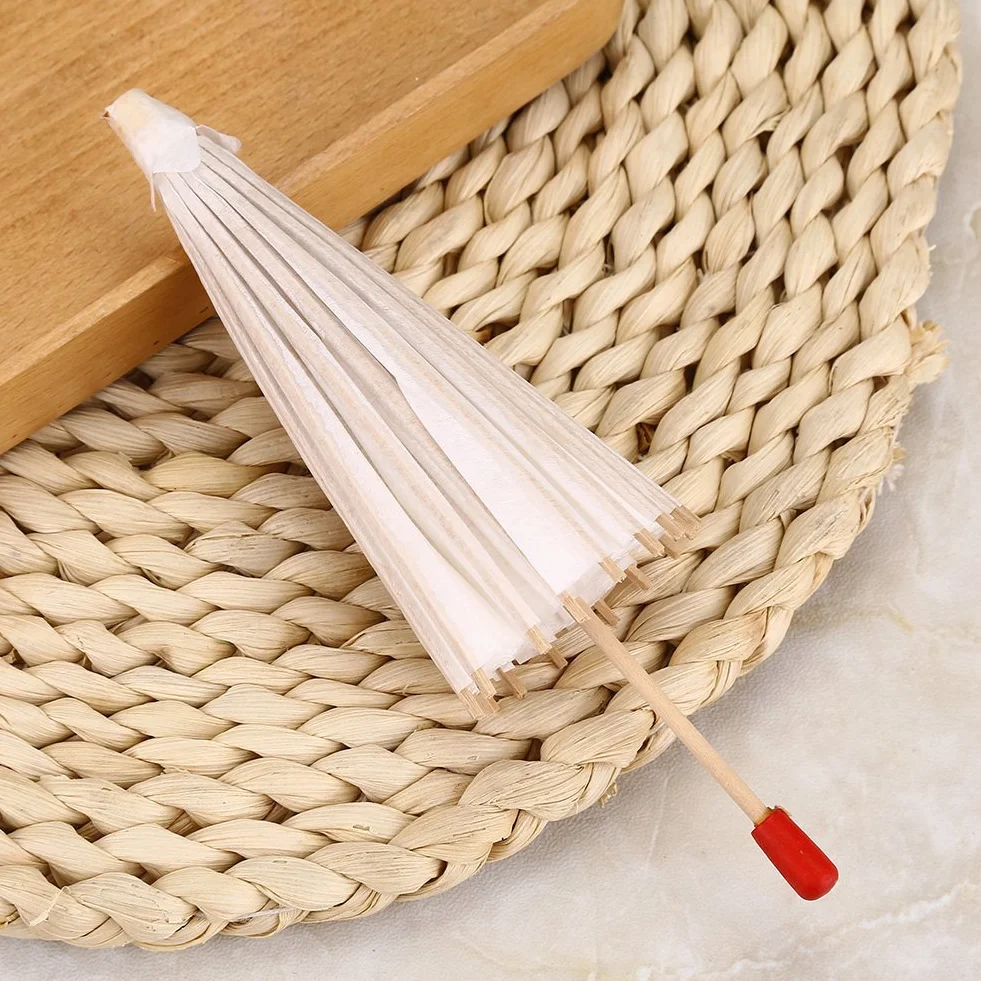 Ombrelle Chinoise Fait à La Main Blanc 20cm Parapluie en Papier Décoratif Mariage