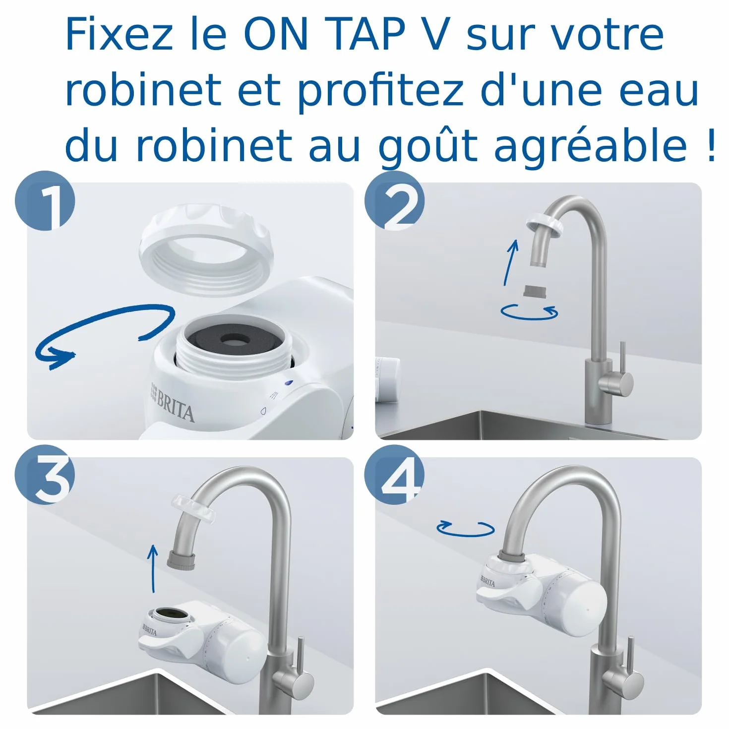 BRITA ON TAP V système de filtration sur robinet blanc avec 1 filtre à eau