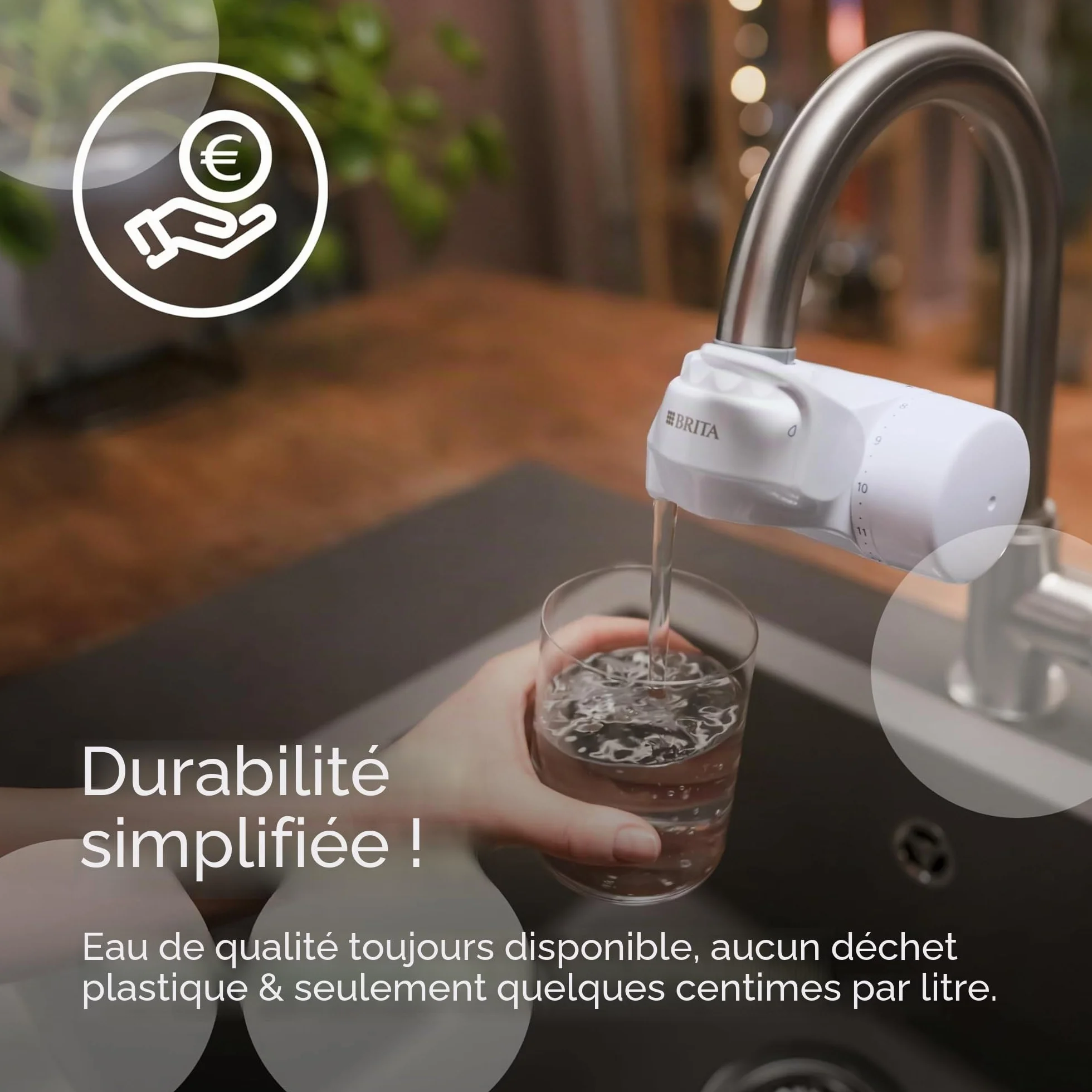 BRITA ON TAP V Système de filtre à eau avec cartouche réduit microparticules PFAS métaux substances goût