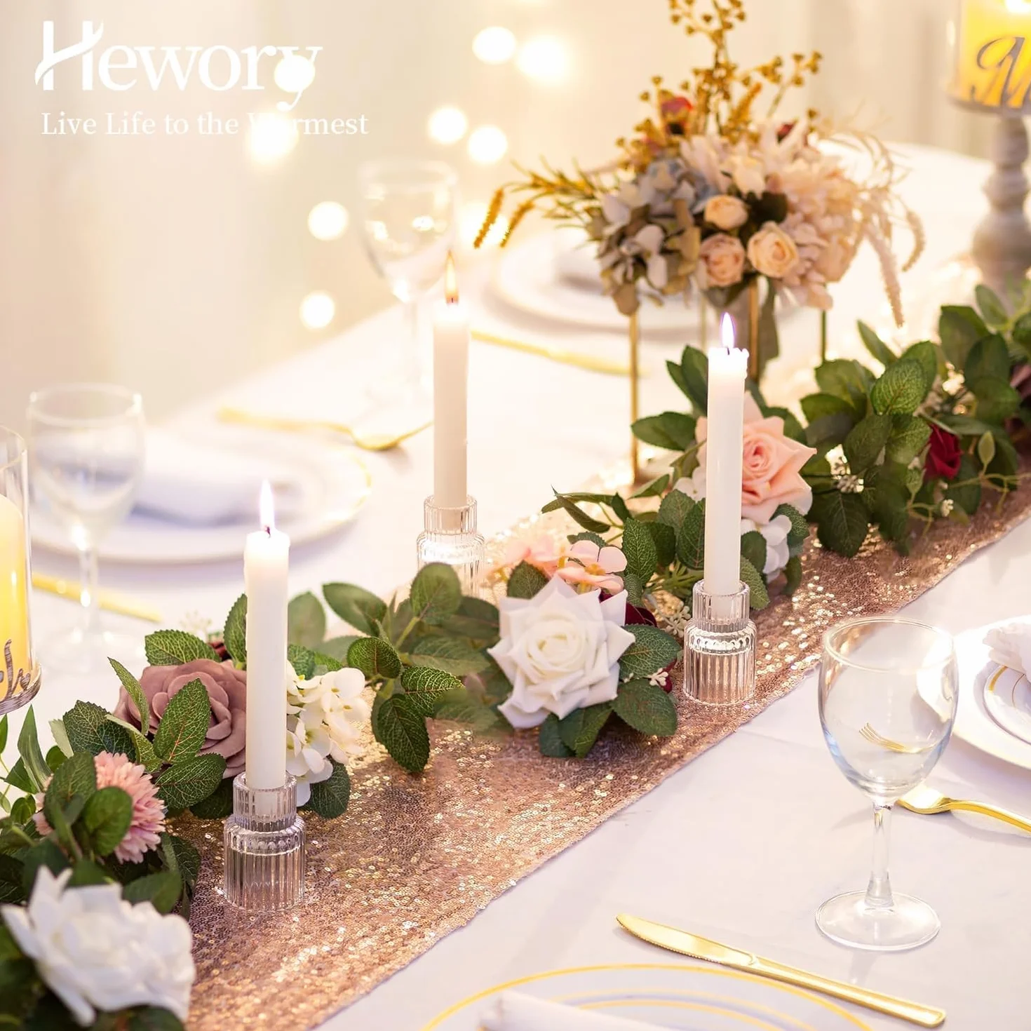 Hewory 20pcs Bougeoirs en Verre Côtelés Modernes pour Bougies de Chandelier