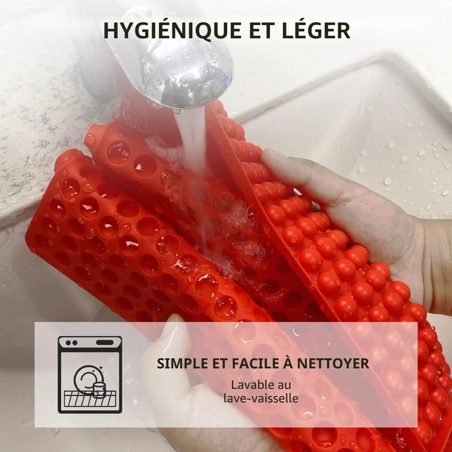 Newaner Tapis de cuisson en silicone Demi-Sphère 1cm résistant à la chaleur sans BPA rouge