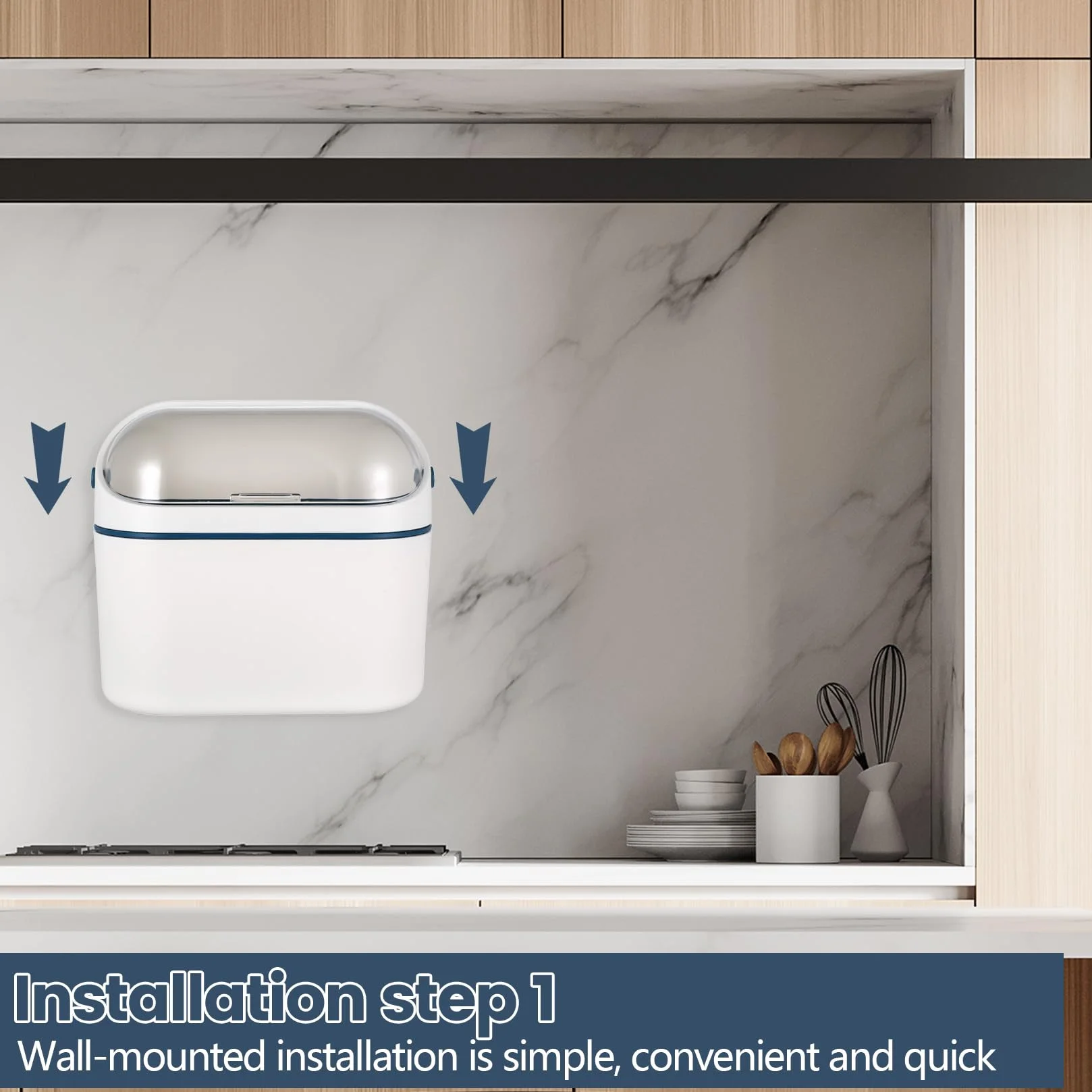 Poubelle Suspendue 4 L avec Couvercle pour Cuisine Armoire Placard
