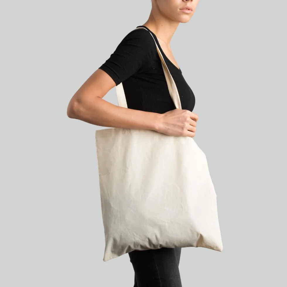 Sac en Coton Naturel 38x42 cm Sac Cabas Réutilisable Courses Sport