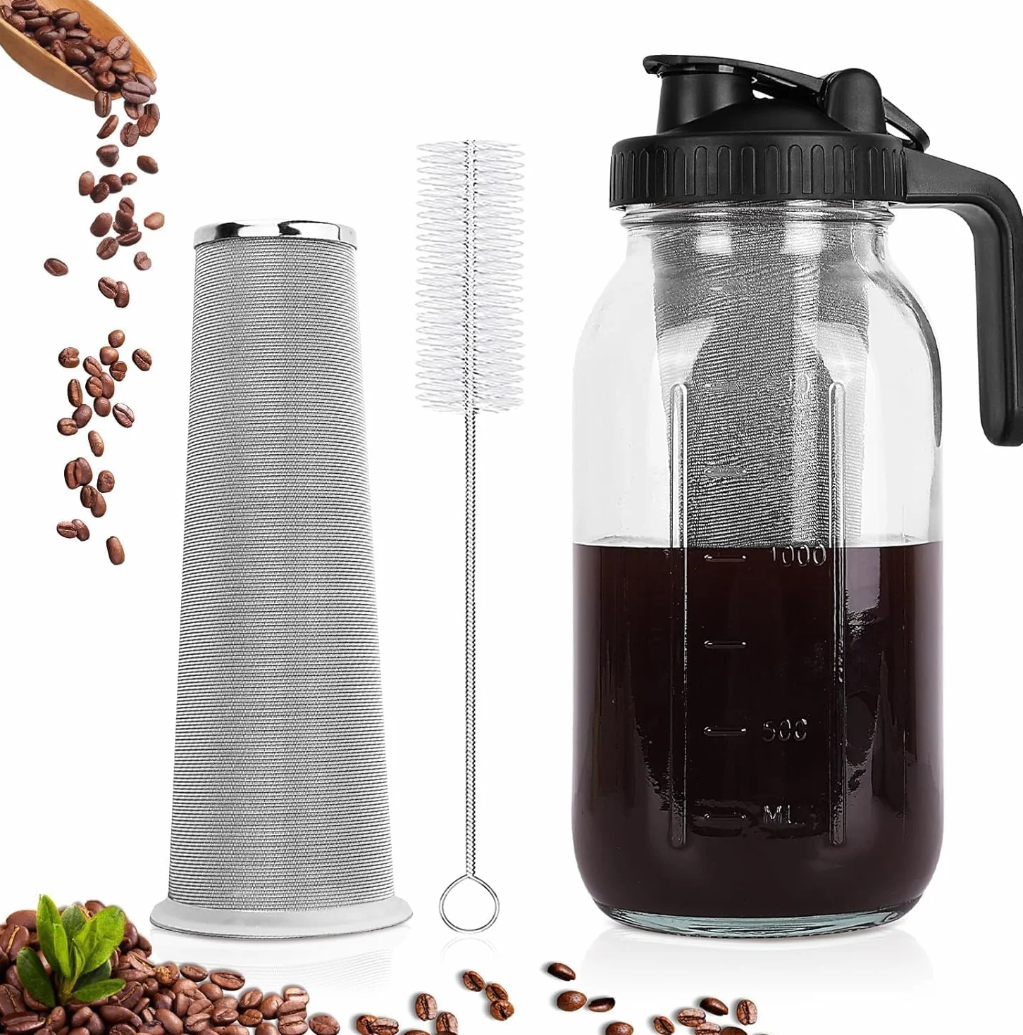Machine à café Cold Brew 1,8 l acier inoxydable cafetière thé froid noir