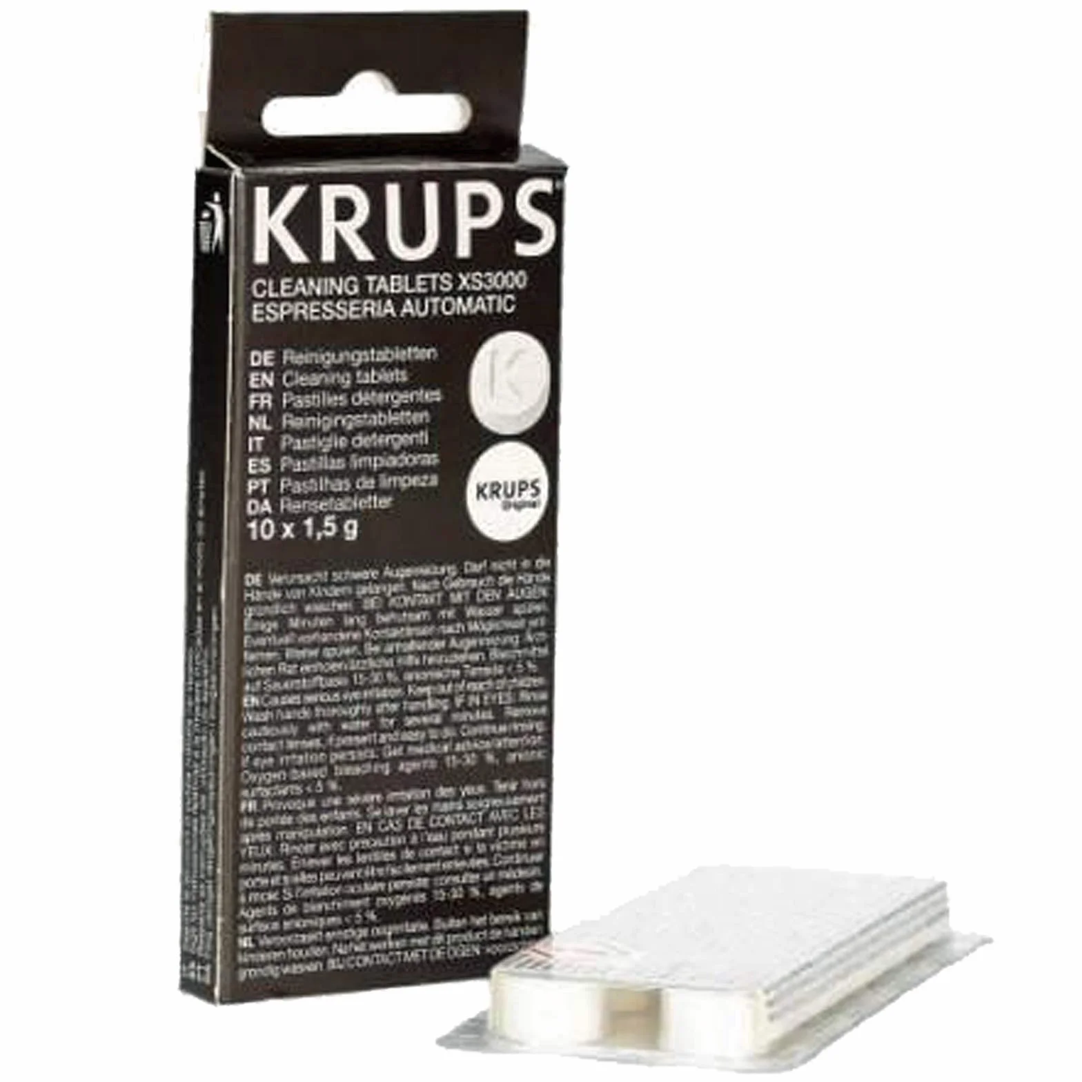 Krups XS300010 Lot de 10 tablettes de nettoyage pour machine à expresso Rowenta ES6800 ES6805 ES6825 1,5 g