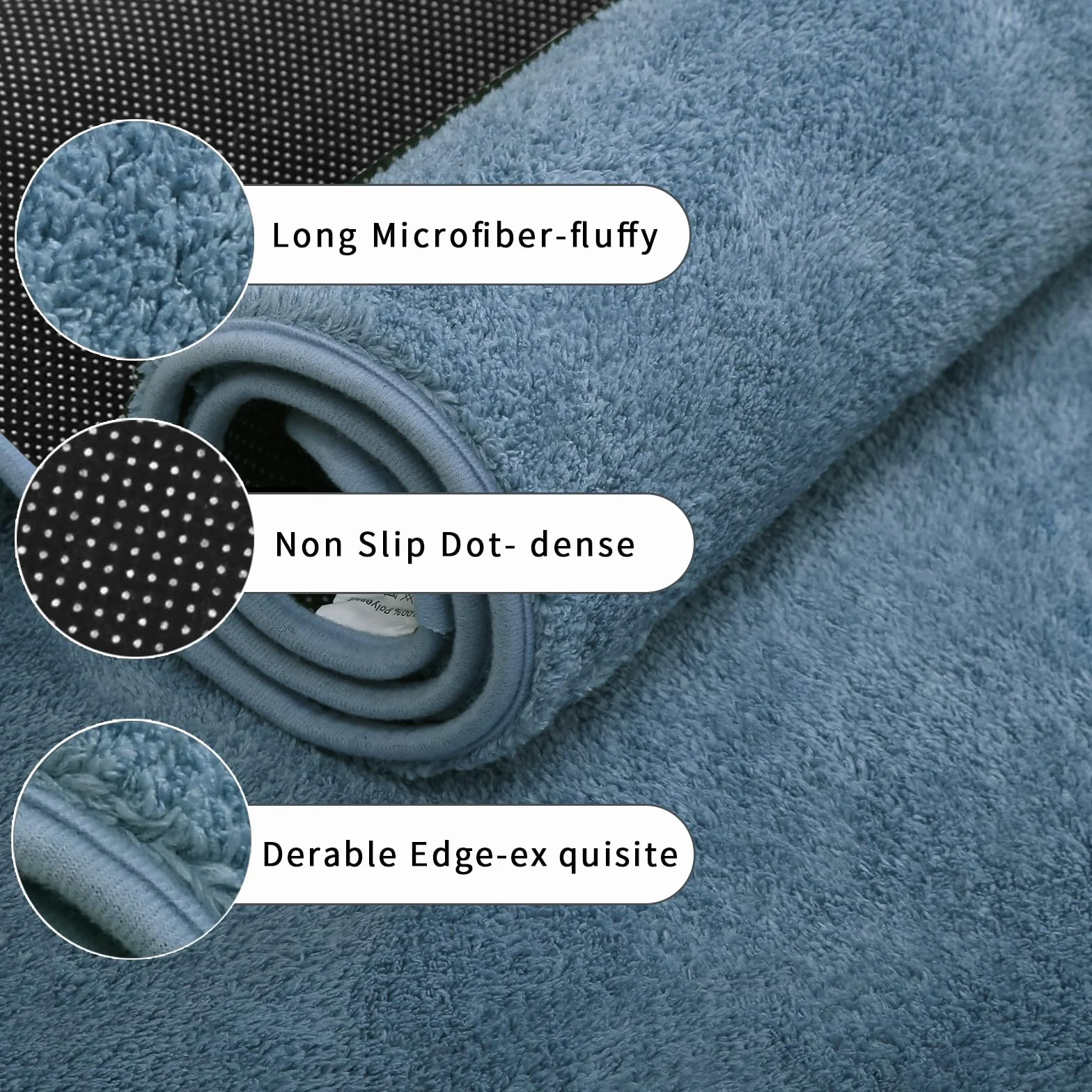 Lot de 2 Tapis Salle de Bain Bleu, Microfibre Antidérapants Lavable en Machine, 50 x 80 cm + 50 x 40 cm