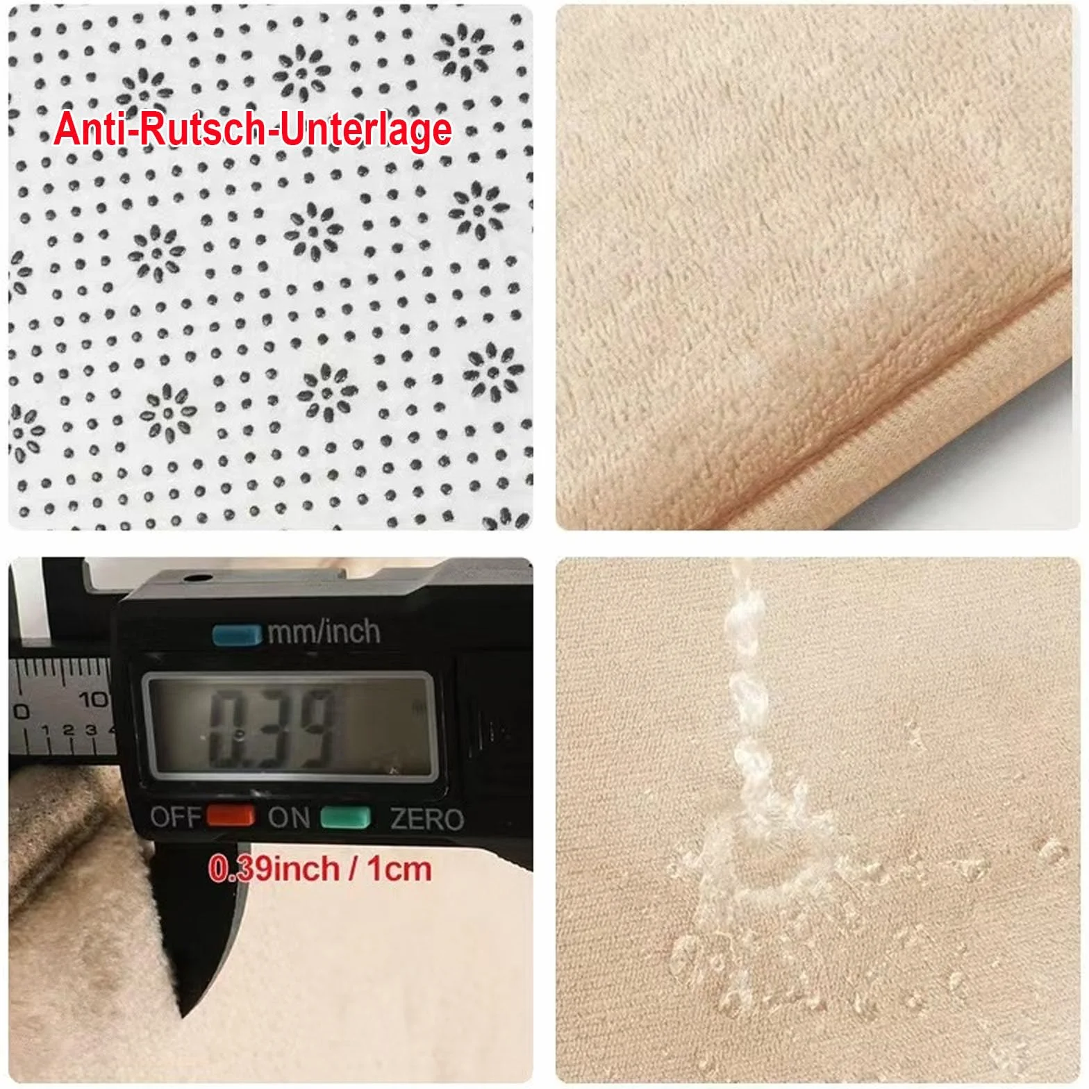 ACESOME Tapis de salle de bain en forme de L antidérapant 80 x 80 cm beige