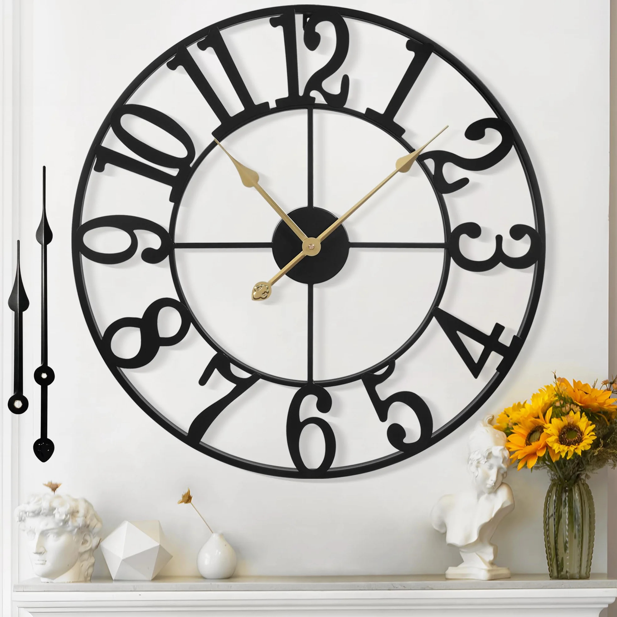 Horloge Murale Design Moderne Silencieuse Grande XXL 40-100 cm Salon Cuisine Bureau