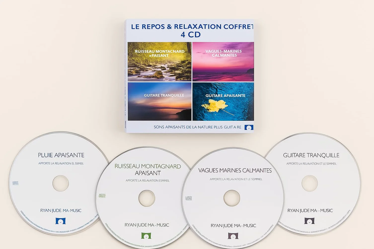 Coffret de 4 Albums de Sons Apaisants de la Nature – Méditation, Relaxation, Sommeil