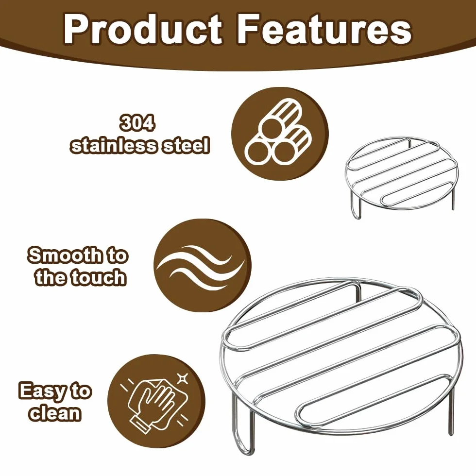 Grille de Refroidissement en Acier Inoxydable Rond 2 Pièces pour Cuisson et Rôtissage