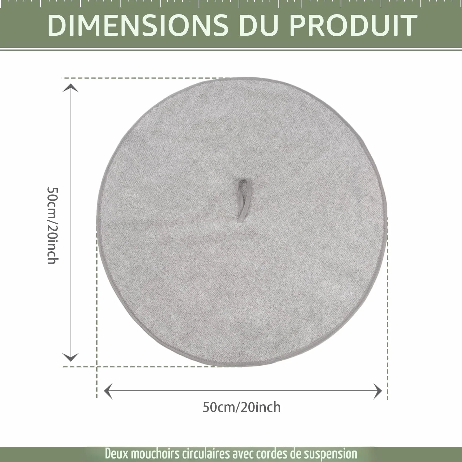 VIVOTE Lot de 2 Torchons Mains Cuisine Anneaux Essuie-Mains Salle de Bain Doux Absorbants Séchage Rapide Fibre Carbone Suspendre Cordon Gris 50x50 cm