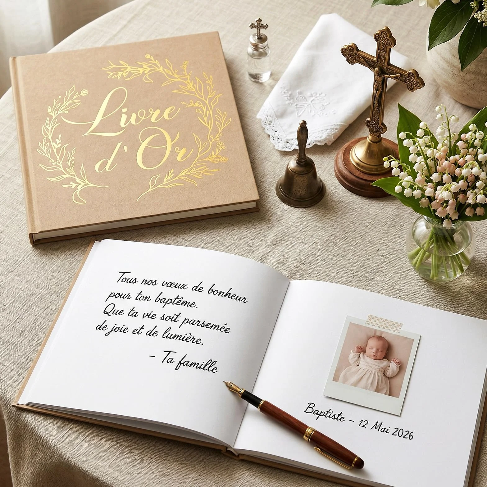 Livre d'or Mariage 60 pages Couverture Rigide Kraft Guest-Book Registre