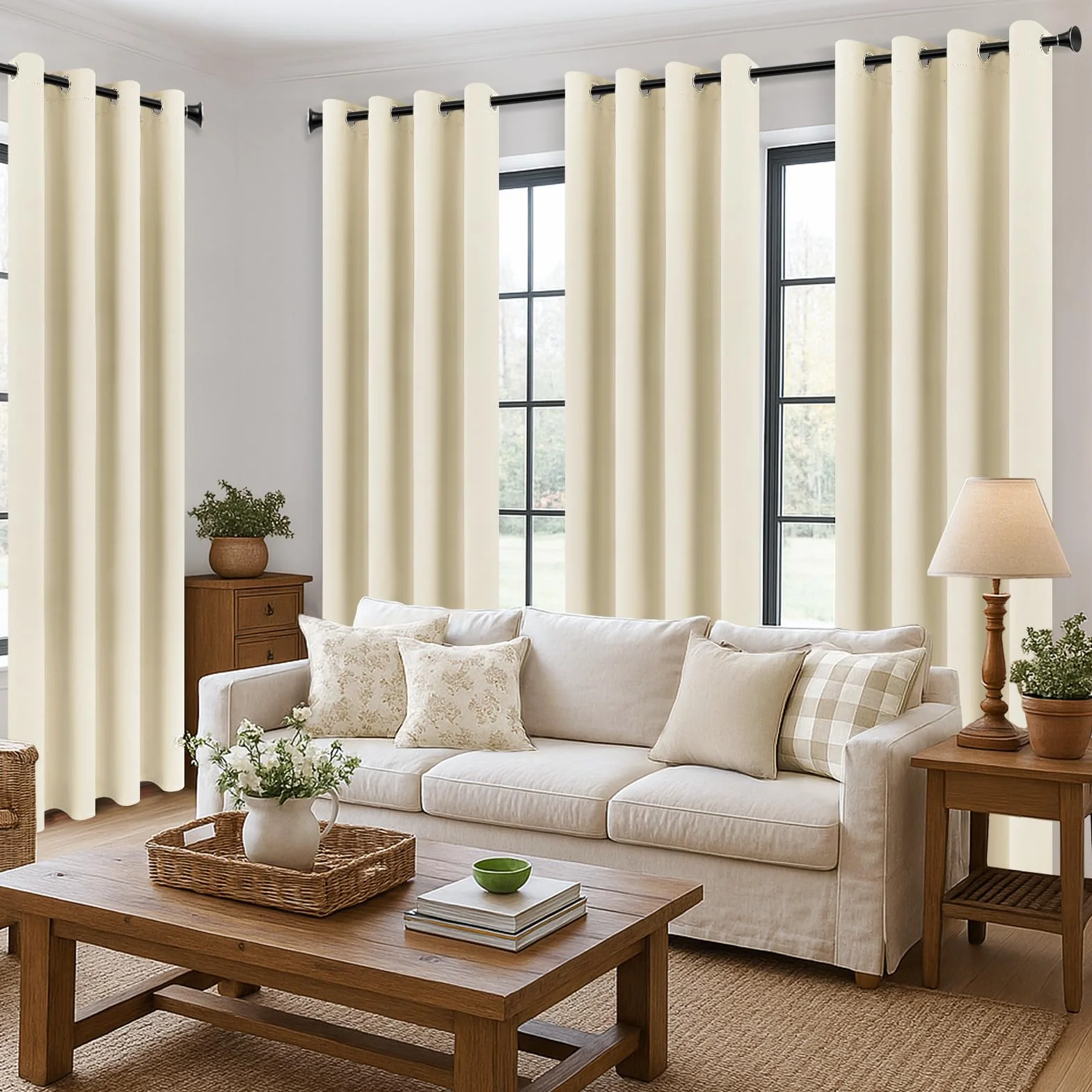 MRTREES Rideau Occultant Thermiques 140x240 cm Beige Isolant Anti Froid Chaleur Lot de 2