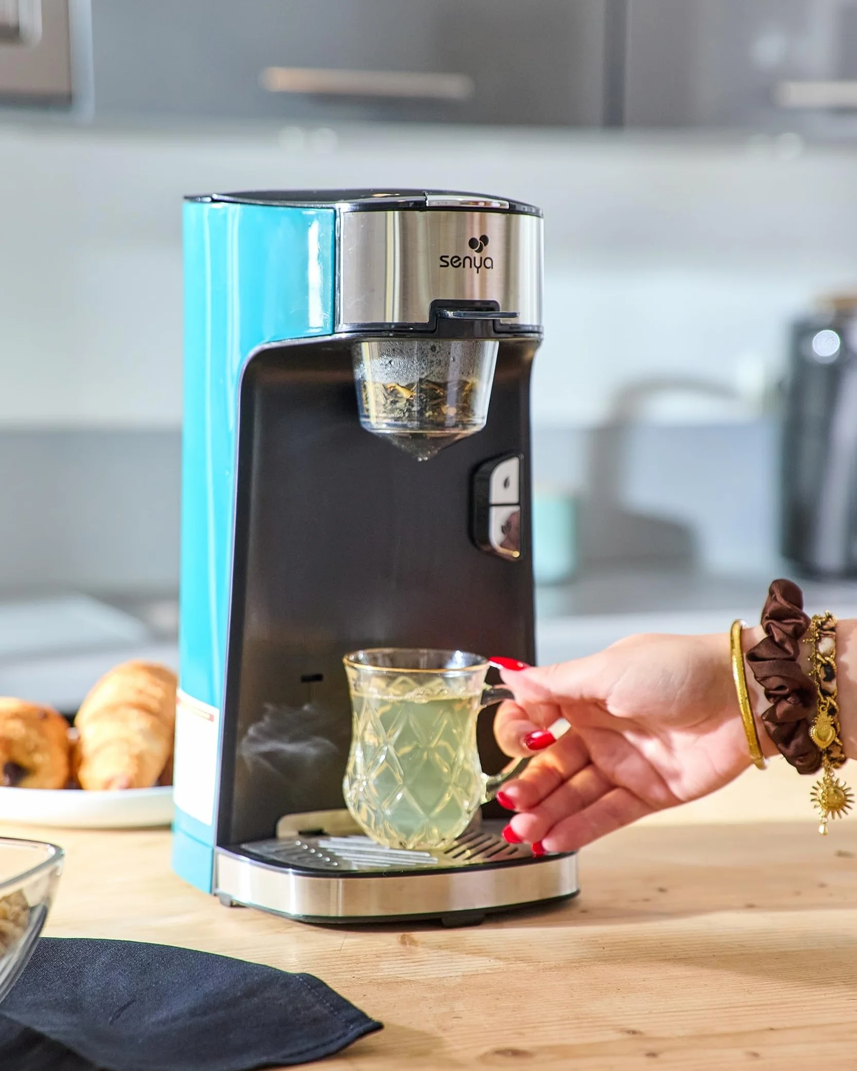 Machine à thé Tea Time SENYA, théière électrique 1415 W avec infuseur amovible