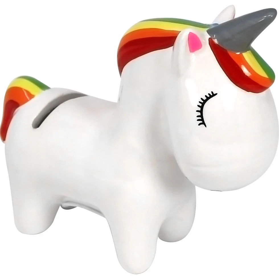 Tirelire en céramique Licorne Magique com-four® 2 pièces avec Fermeture en Caoutchouc