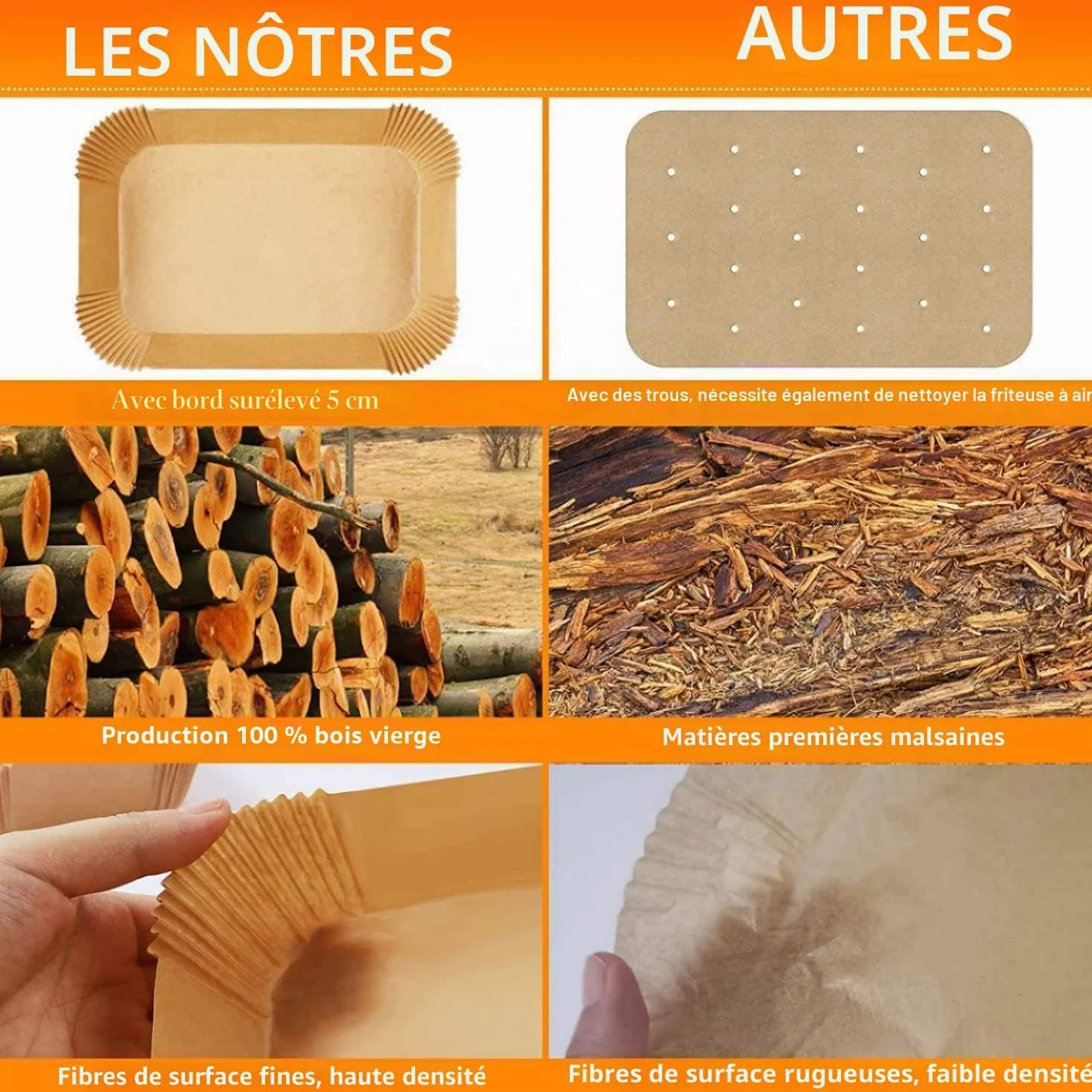 Papier Cuisson pour Ninja Air Fryer 10,4L AF500EU 160pcs