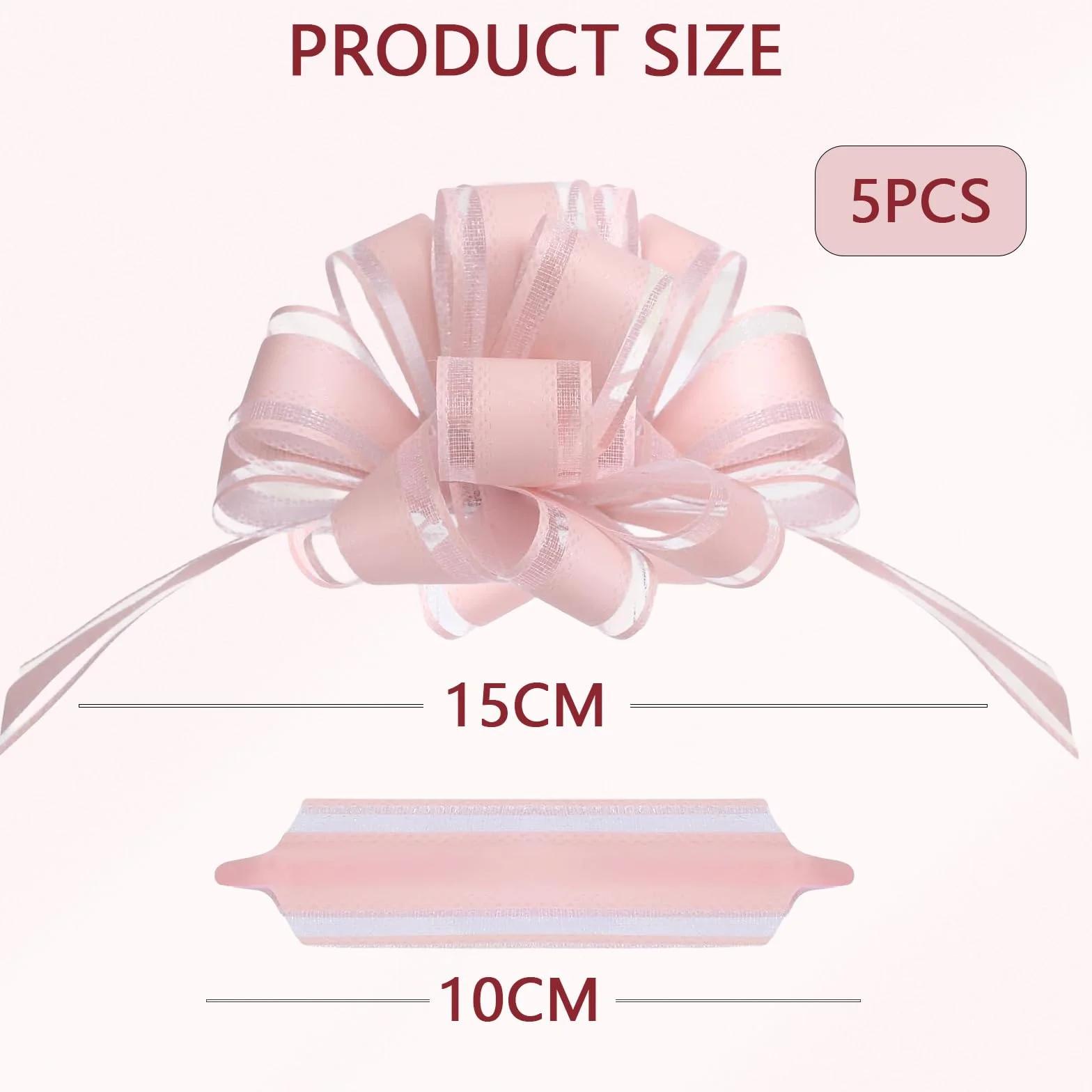 Lilbitty 5 pièces grand nœud cadeau en forme de tire-bouchon, Rose, L