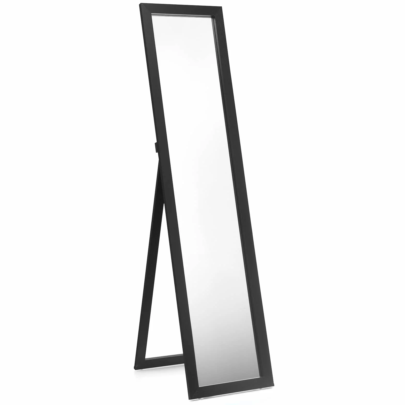 GIANTEX Miroir sur Pied Mural Design 2 en 1 Cadre en Bois 37 x 155 cm Noir