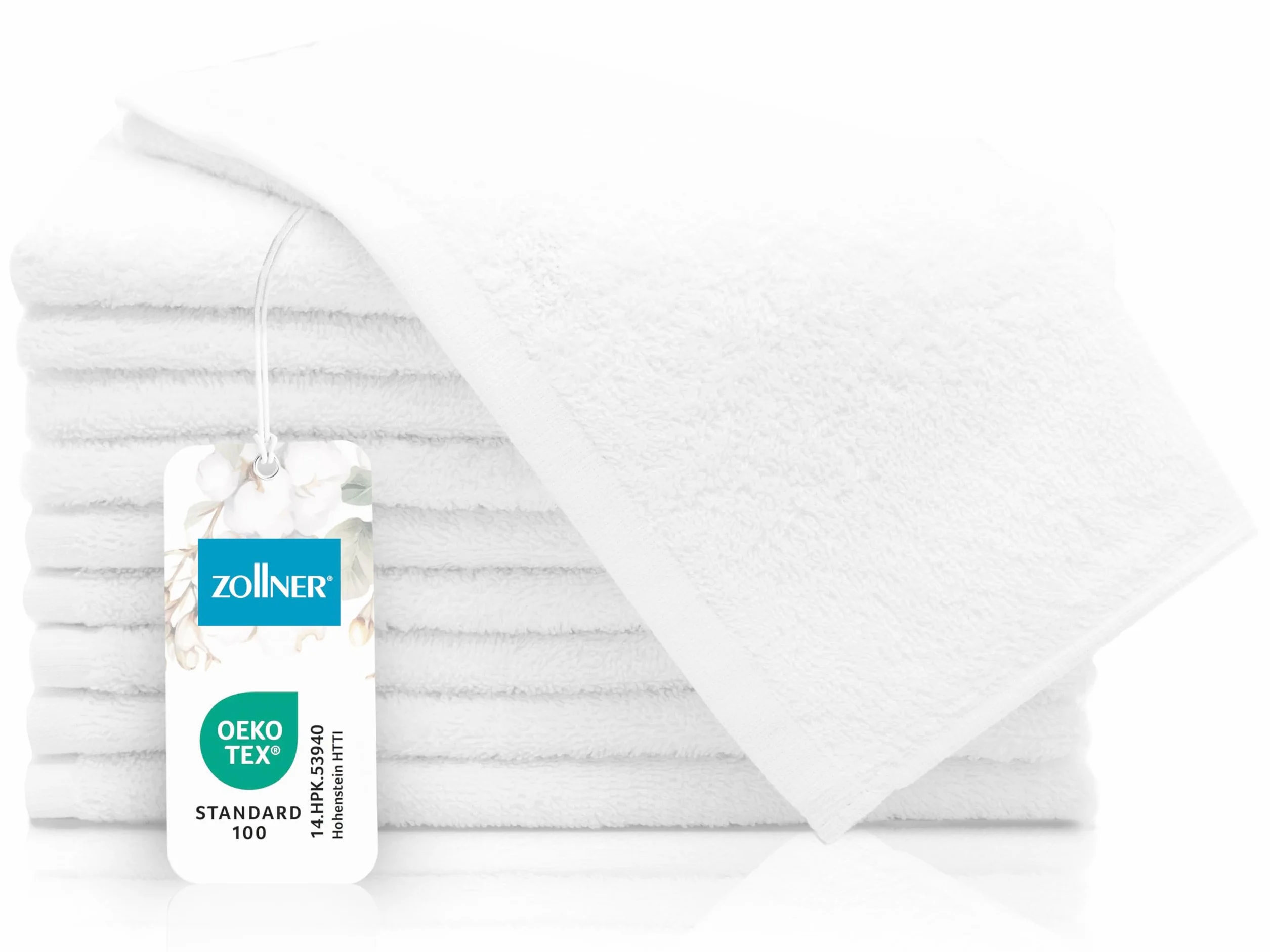ZOLLNER Serviettes invités 30x50 cm Coton lavables 95°C Blanc qualité hôtelière Oeko Tex®