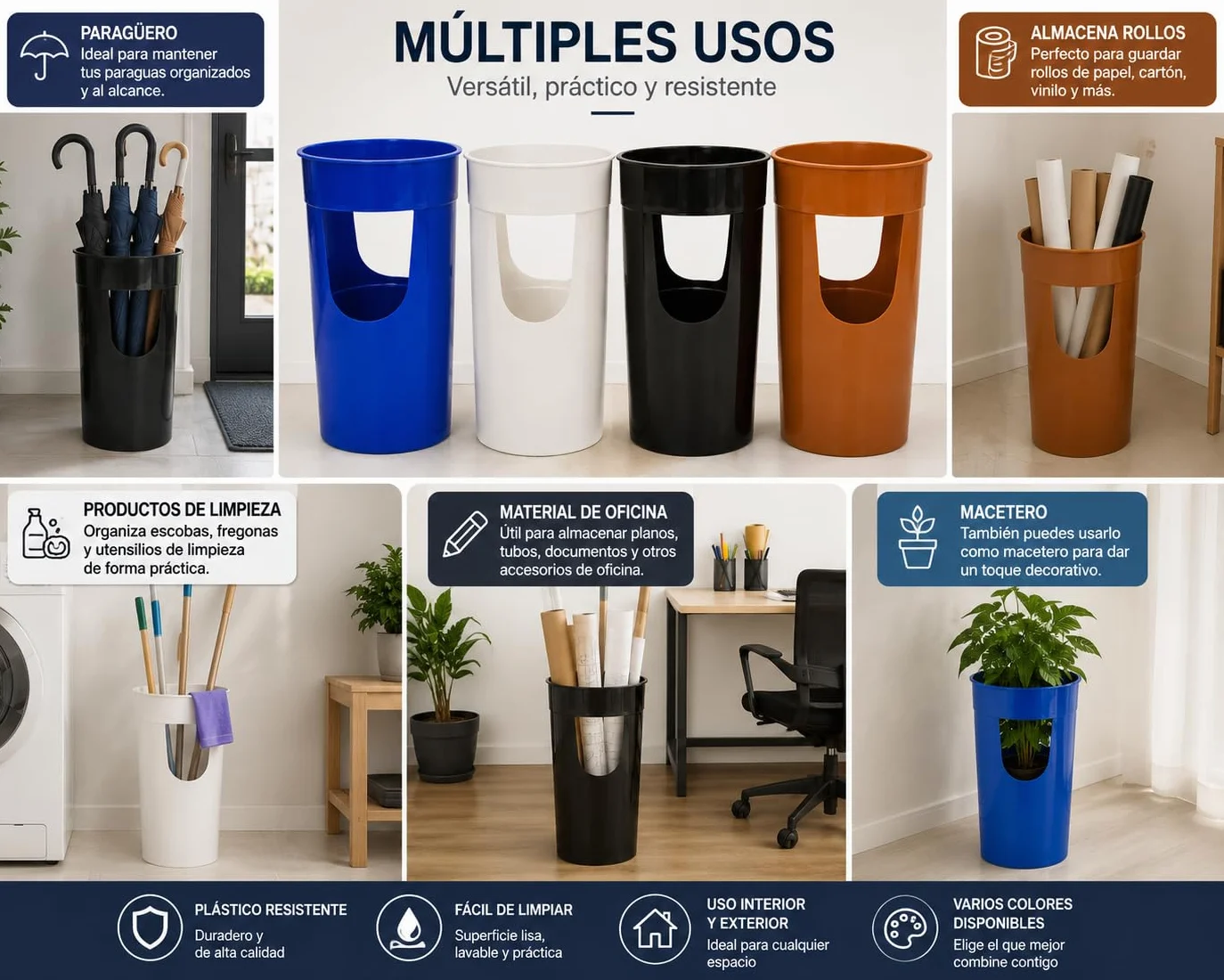 Plasticos Helguefer Porte-parapluie en plastique Noir
