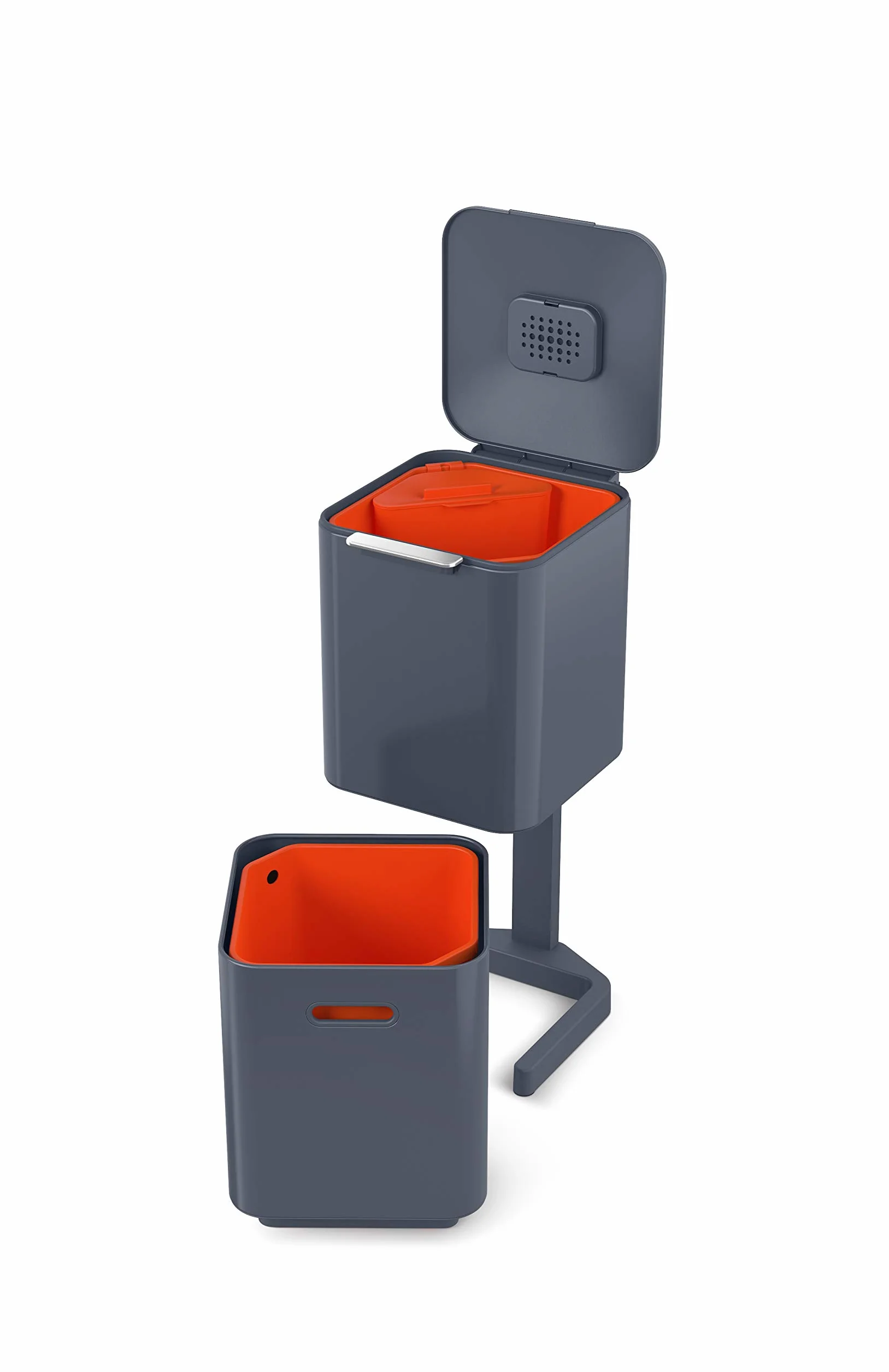Joseph Joseph Totem Poubelle de cuisine 40L tri recyclage avec bac à compost filtre charbon actif Graphite