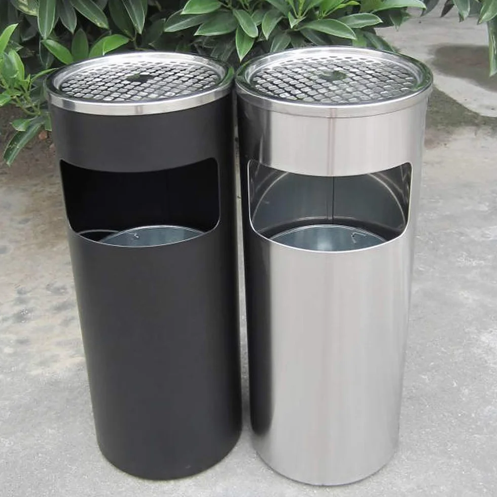 Poubelle Extérieure sur Pied 30L Noir 2PC - Bac à Ordures de Cuisine avec Seau Intérieur 25x25x60cm