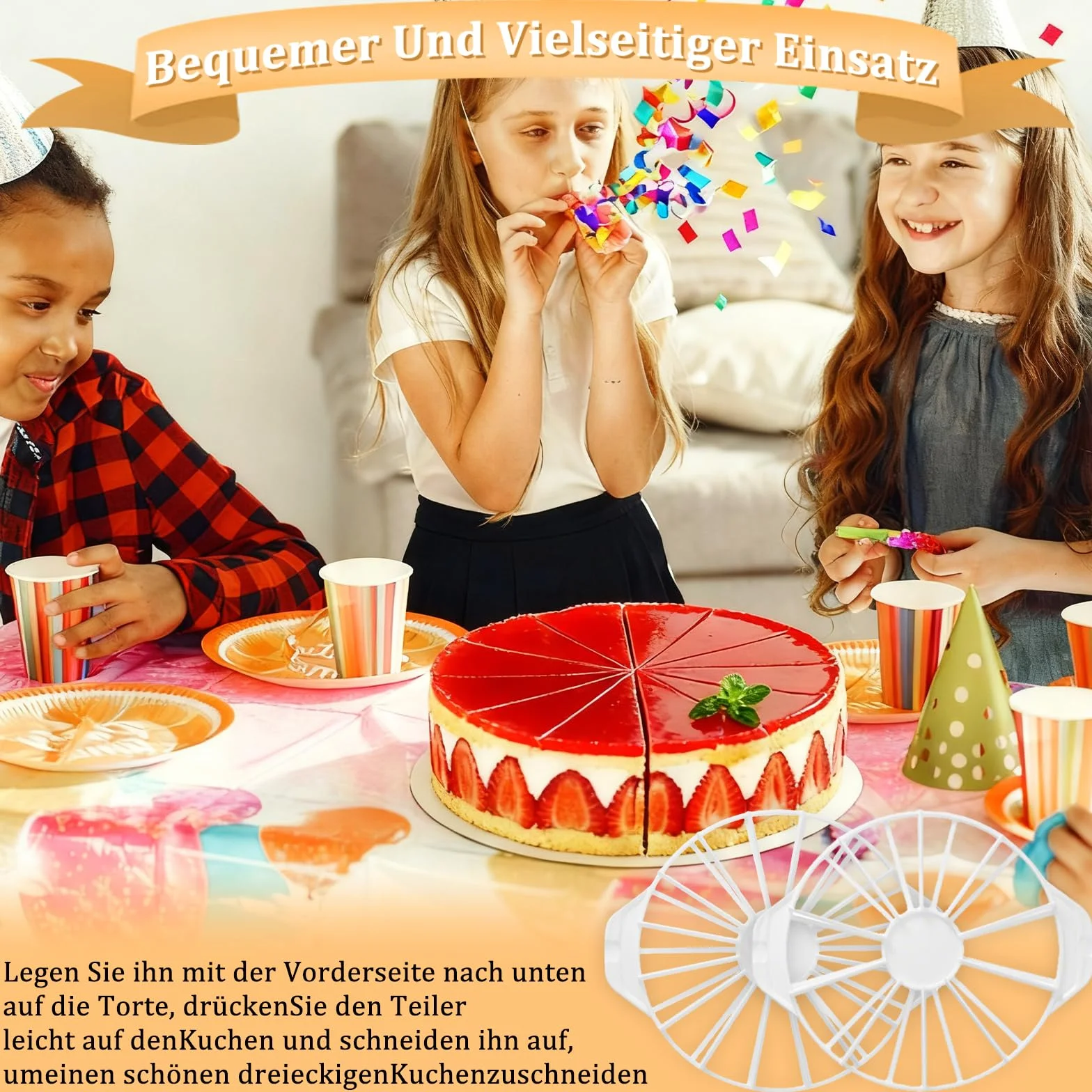 Foonary Séparateur à gâteau en 2 parties pour découper 10-16 parts, coupe-gâteau en plastique réutilisable
