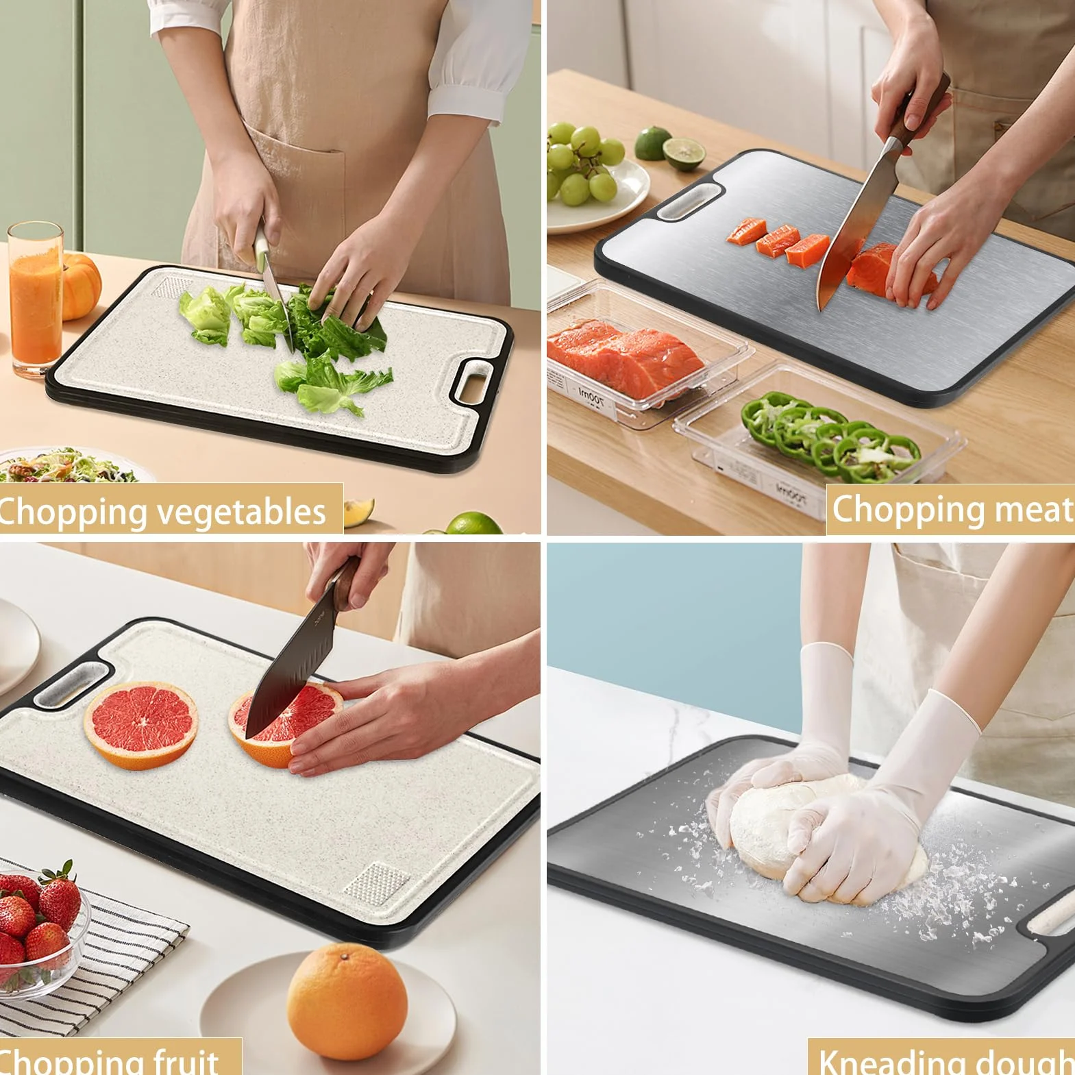 Zikenis Planche à Découper Inox Cuisine Antibactérienne Maille Résistant aux Rayures