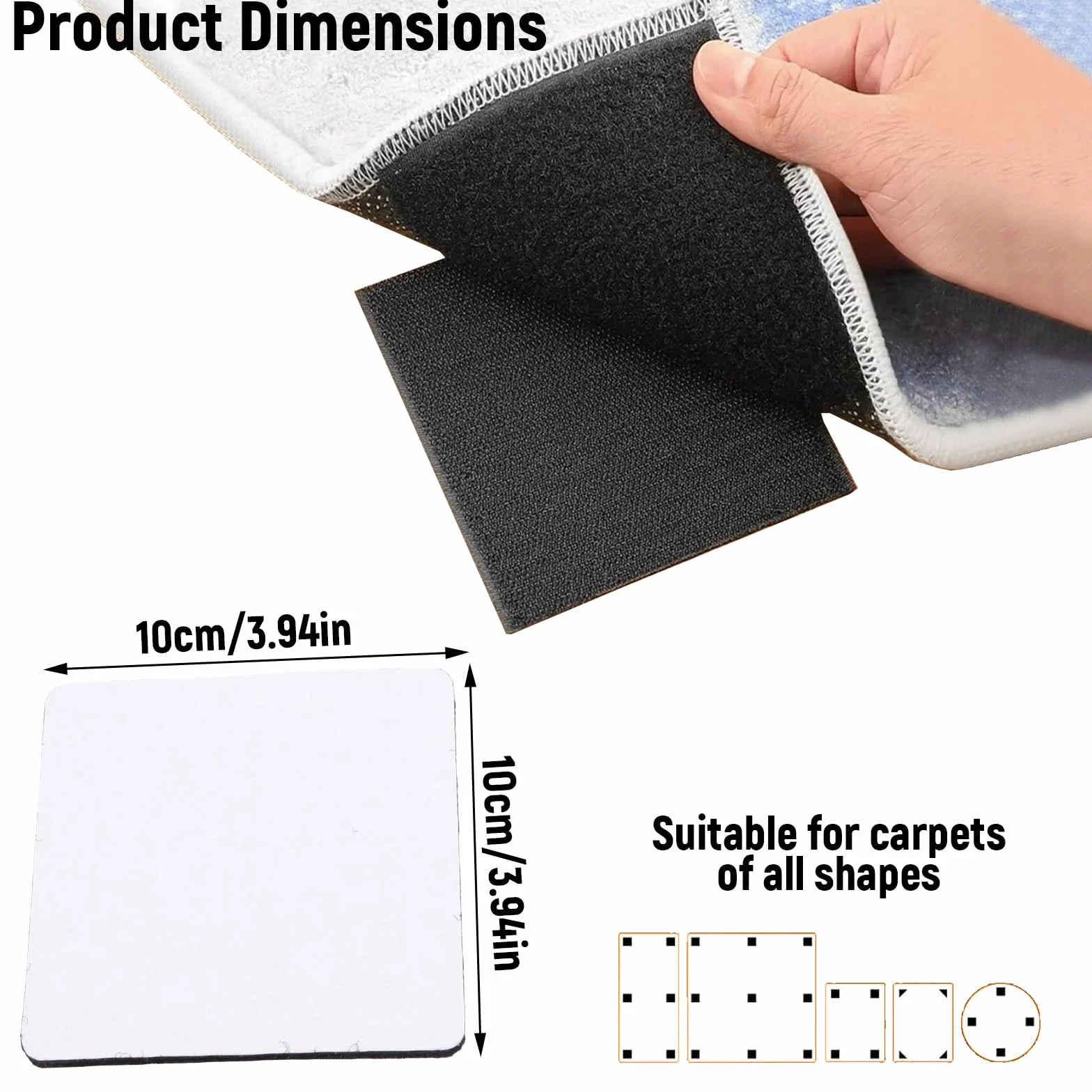 MINGBOLIN Anti Dérapant Tapis 10 Pièces – Adhésifs Réutilisables pour Parquet, Fixation Sûre sur Sol Lisse, Protection Sol